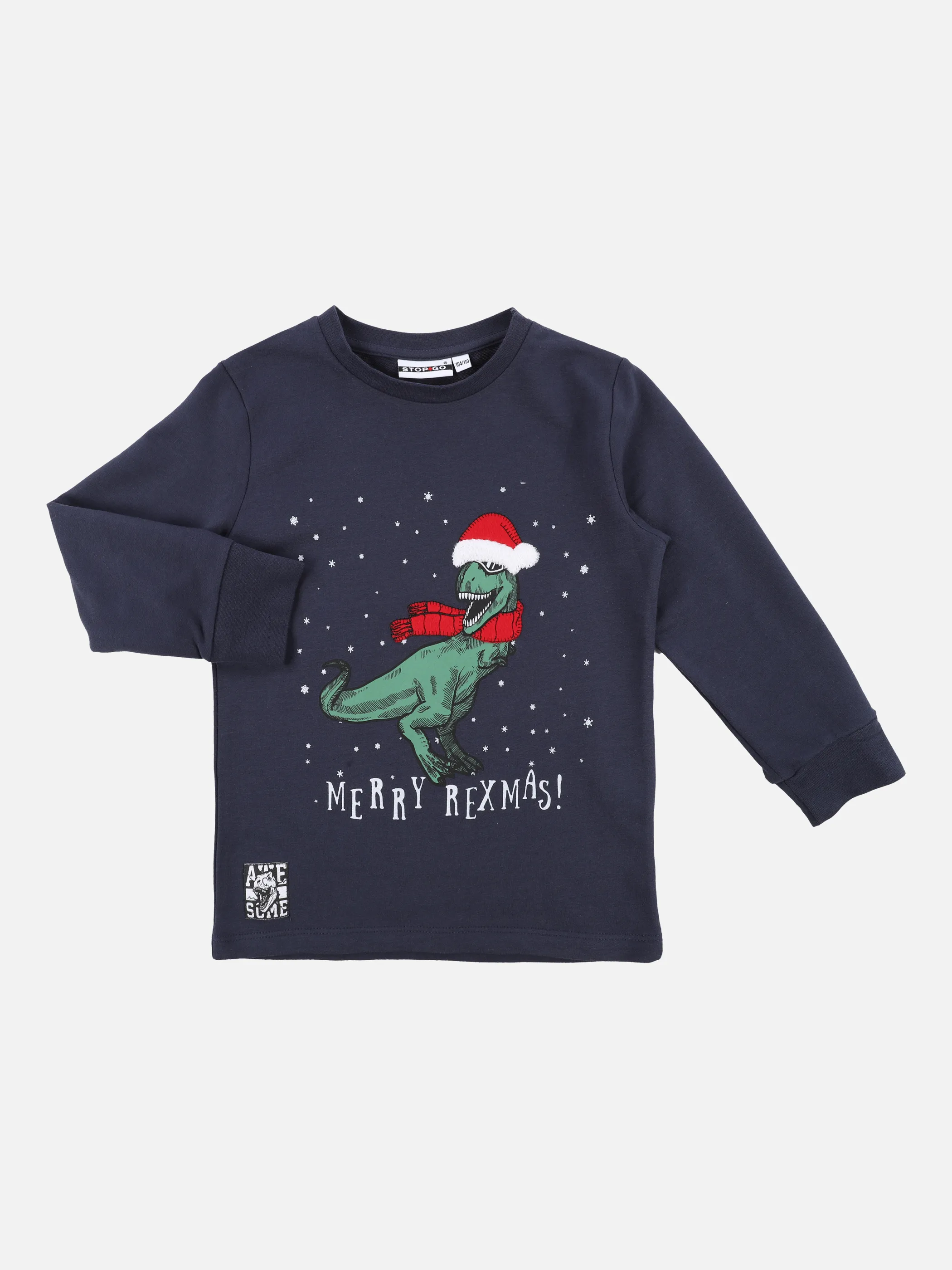 Stop + Go MB Longsleeve in navy mit Dino-Weihnachtsdruck Blau 871261 NAVY 1 Stop + Go MB Longsleeve in navy mit Dino-Weihnachtsdruck Blau 871261 NAVY 1