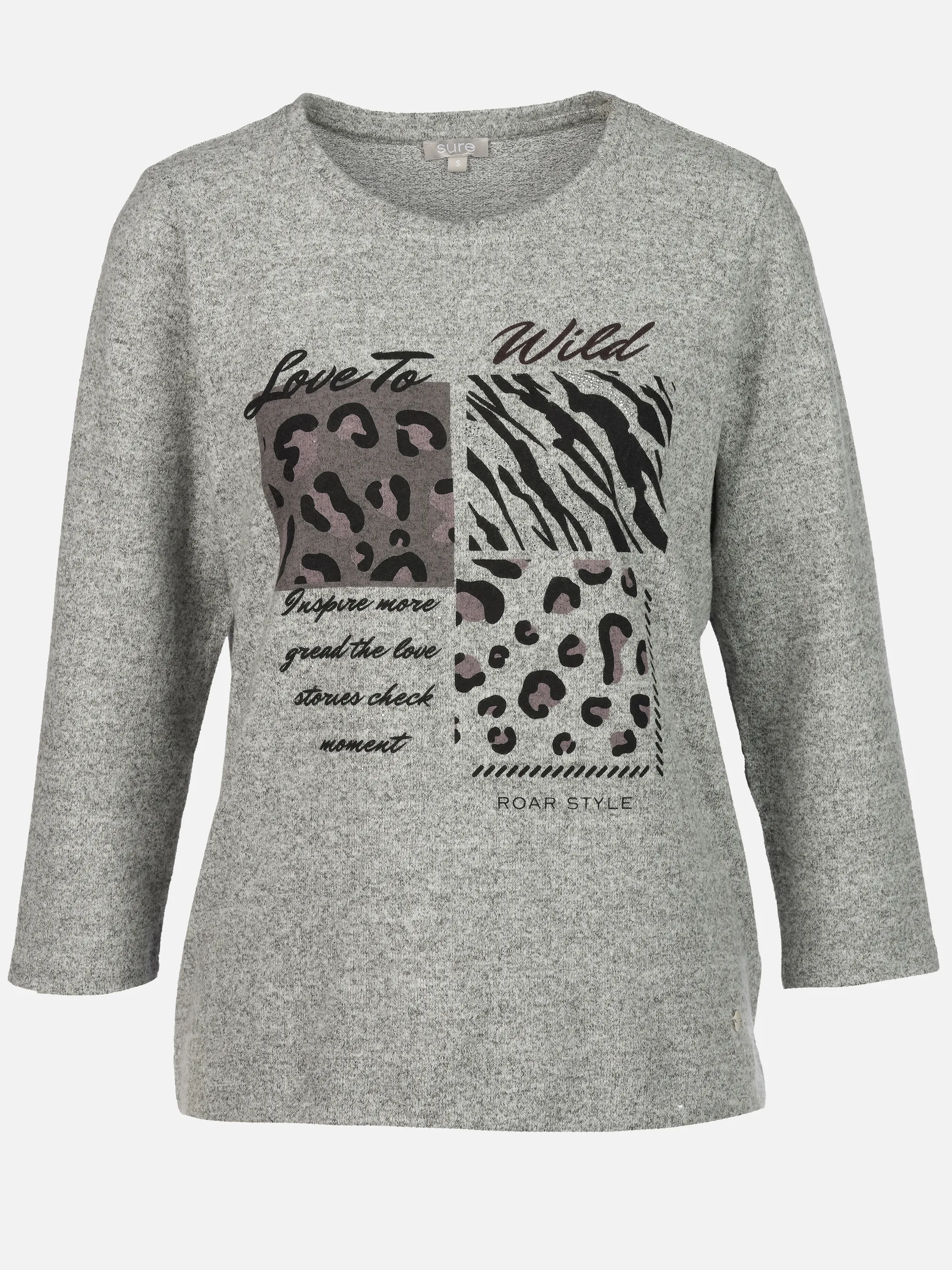 Sure Da-Flausch-Shirt m. Frontprint Grau 914557 SILBERMEL 1