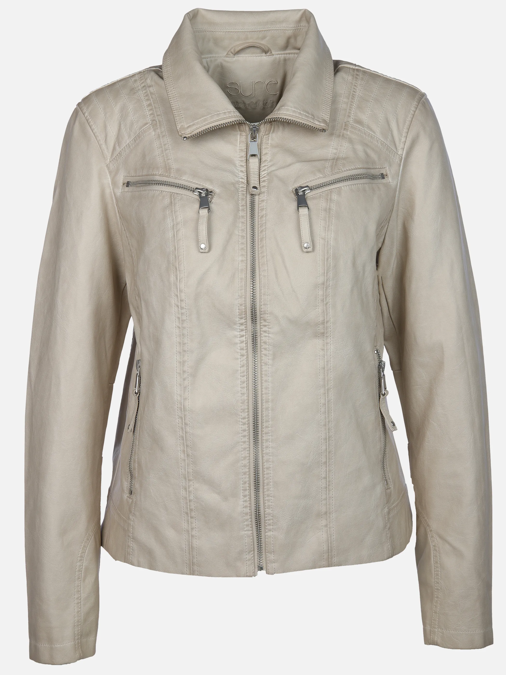 Sure Da-Kunstlederjacke m. Legekrag Beige 904274 SAND 1