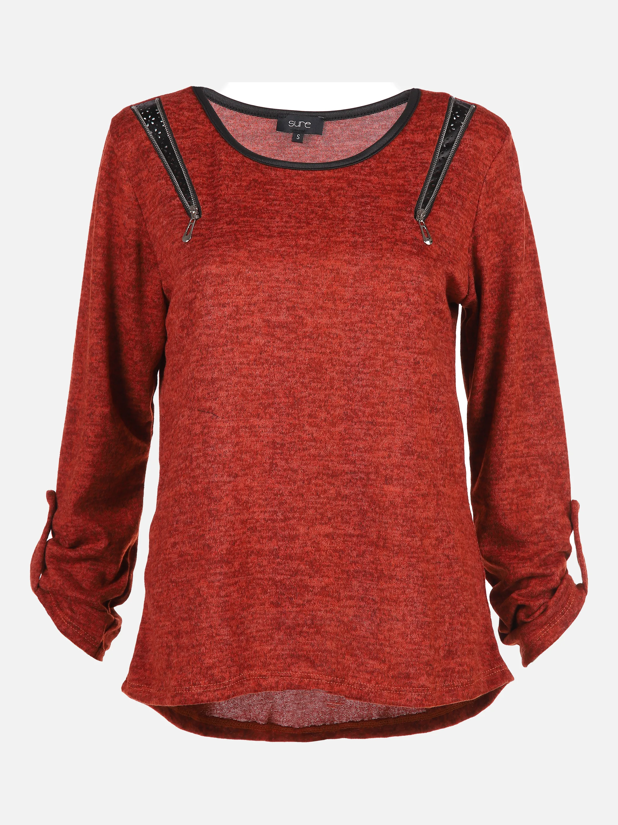Sure Da-Shirt m. Ledereinsatz u. Zi Rot 844879 ZIMT 1