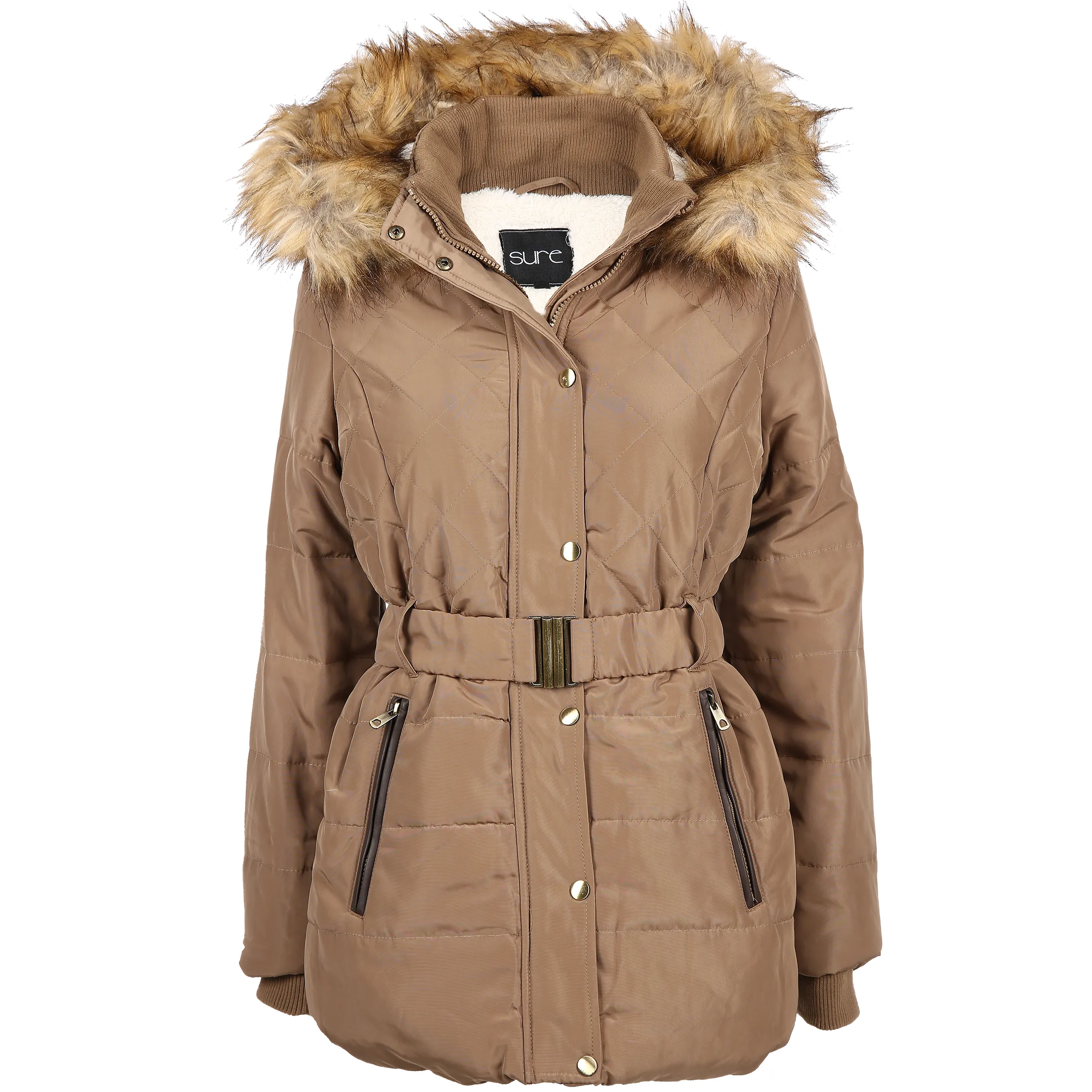 Sure Da-Jacke mit Kunstfell Grün 800872 KHAKI 1