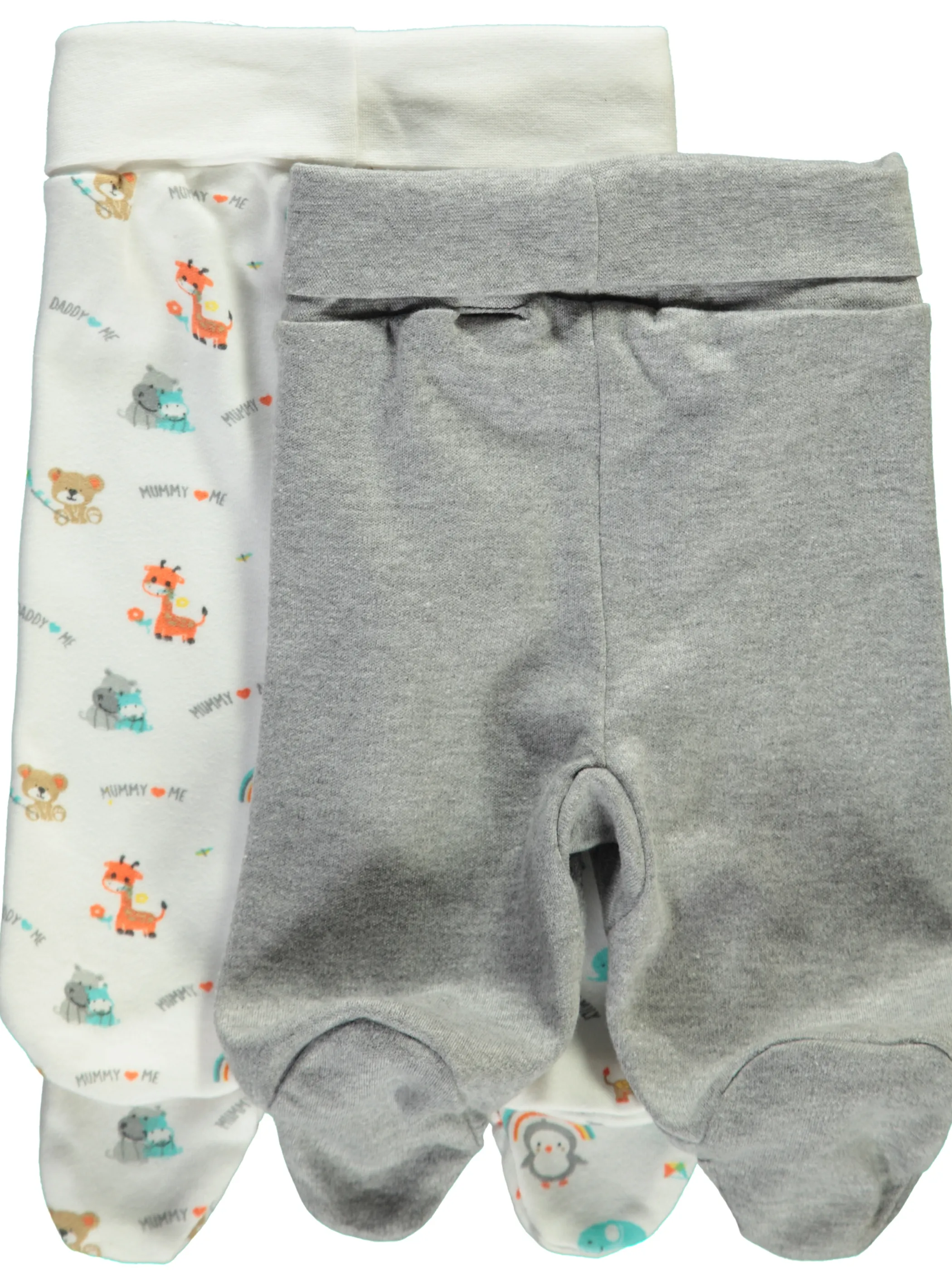 Lilly&Fynn BU Schlupfhose mit Fuß 2er Weiß 838849 GRAU 2
