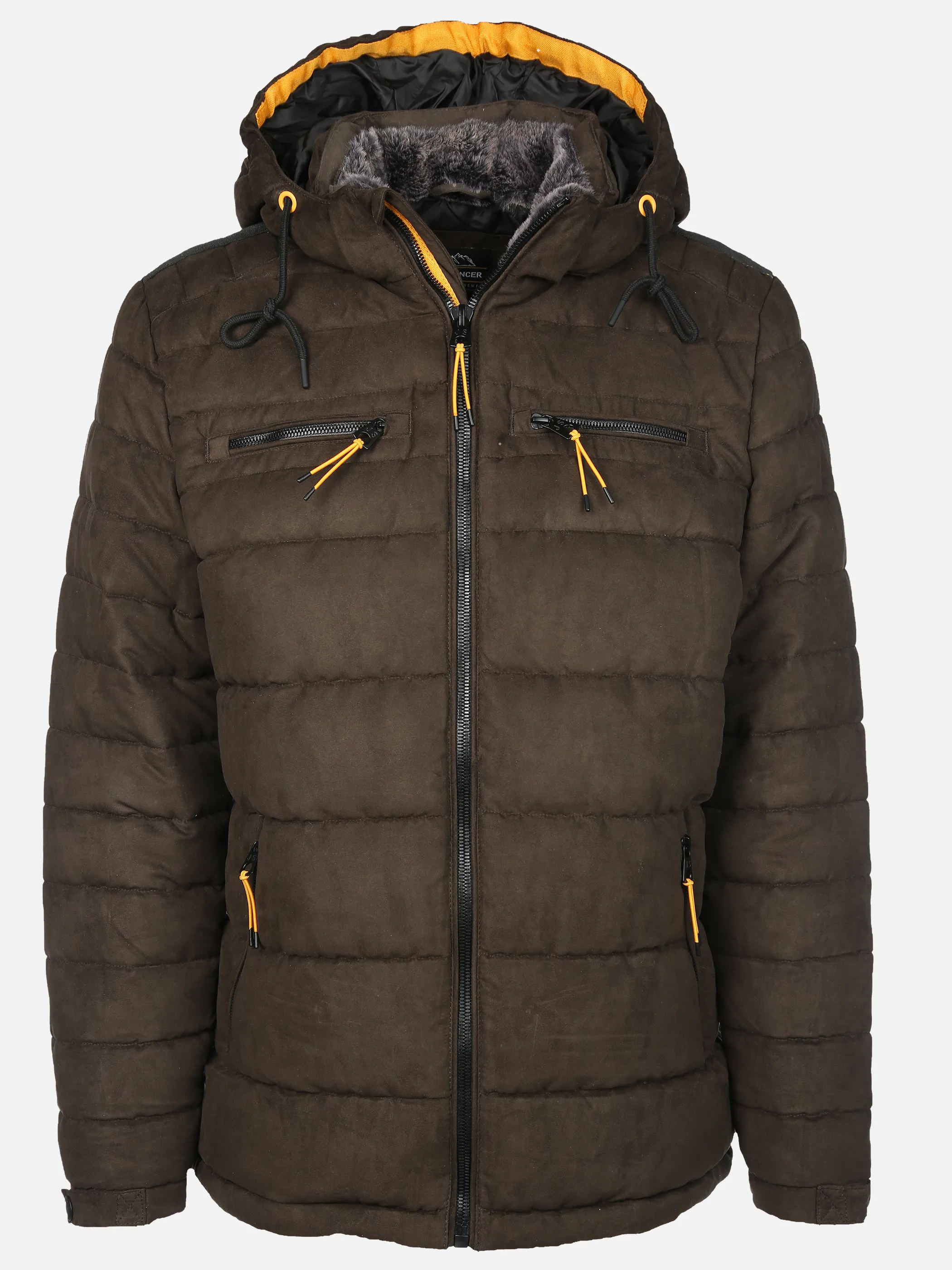 Jim Spencer He. Velour-Steppjacke Kapuze Braun 897313 BROWN 1