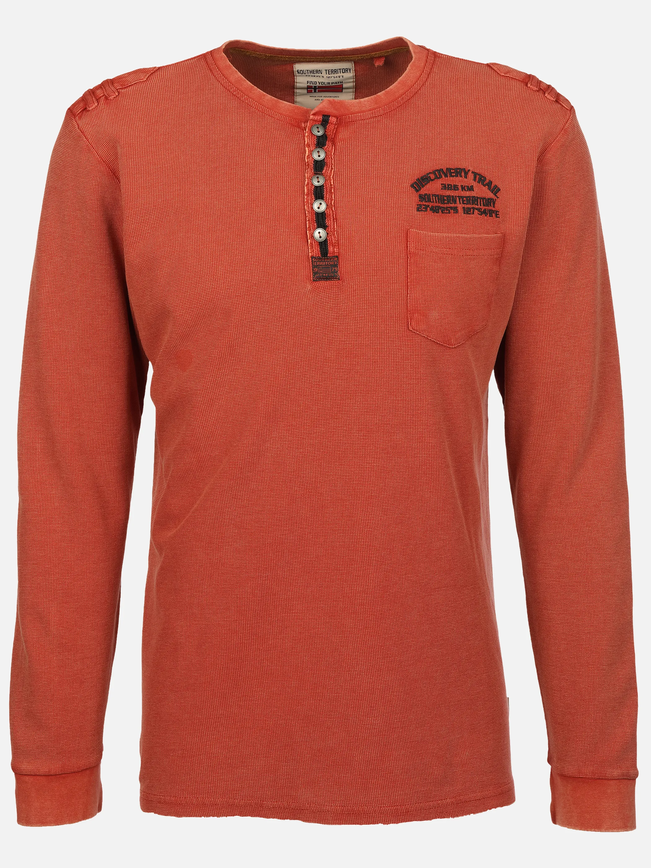 Southern Territory He. Henleyshirt 1/1 Arm waffle Orange 929629 ORANGE 1