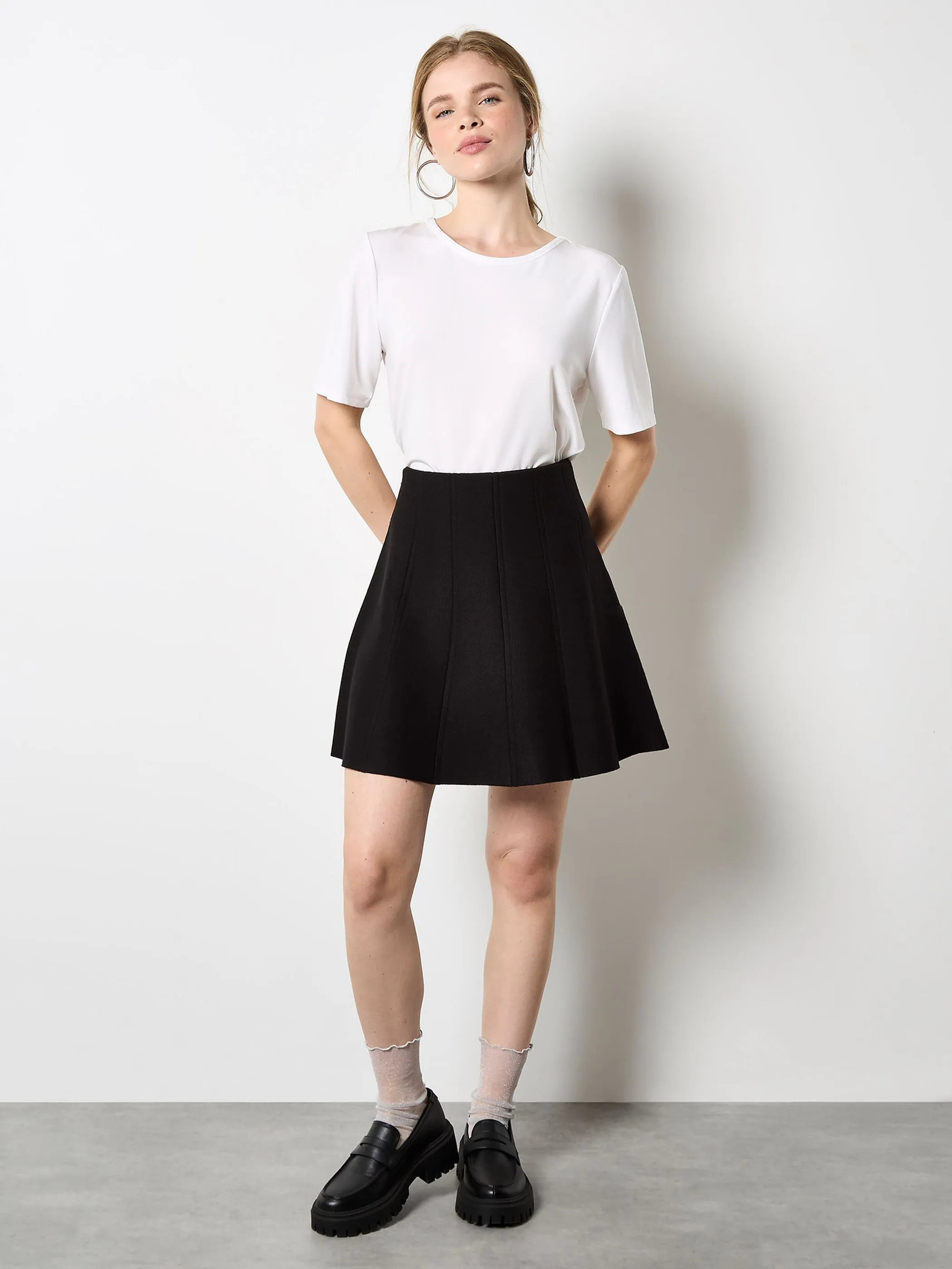 Apricot X151981 Apricot Chevron Knitted Rara Skirt Schwarz 923964 BLK 1