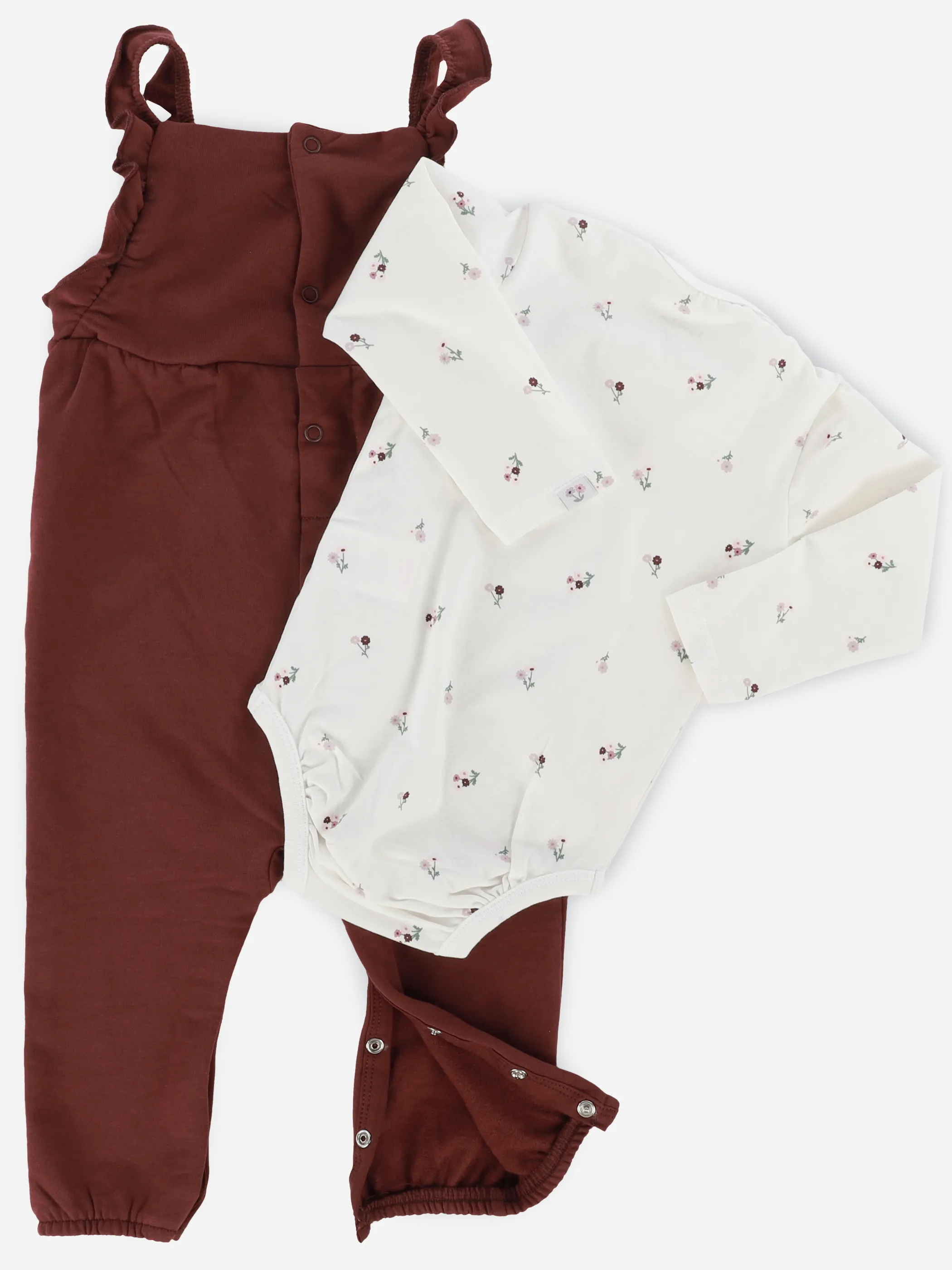 Bubble Gum BM Strampler Set 2 pcs mit Blumen AOP in weis/rot Rot 913427 BORDEAUX 2