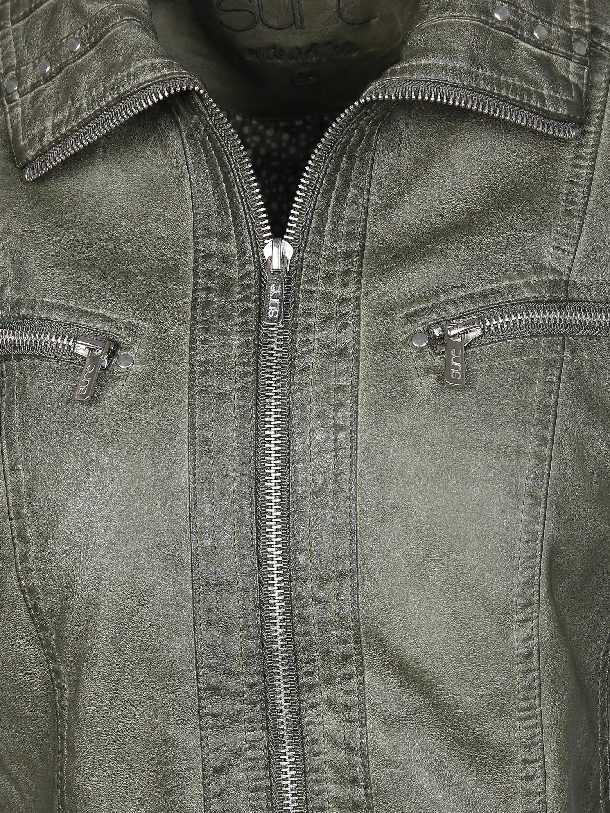 Sure Da-Kunstlederjacke m. Legekrag Grün 848386 OLIVE 3