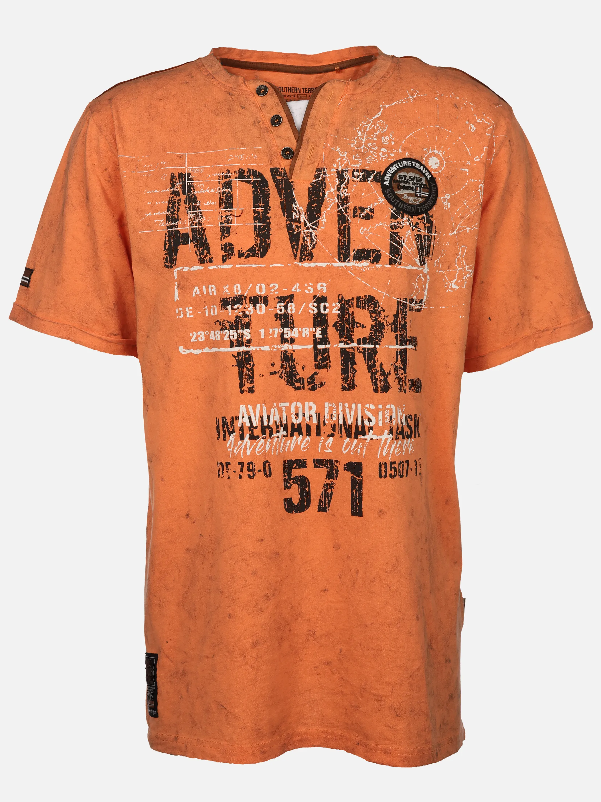 Southern Territory He. Henleyshirt 1/2 Arm print Orange 926170 ORANGE 1