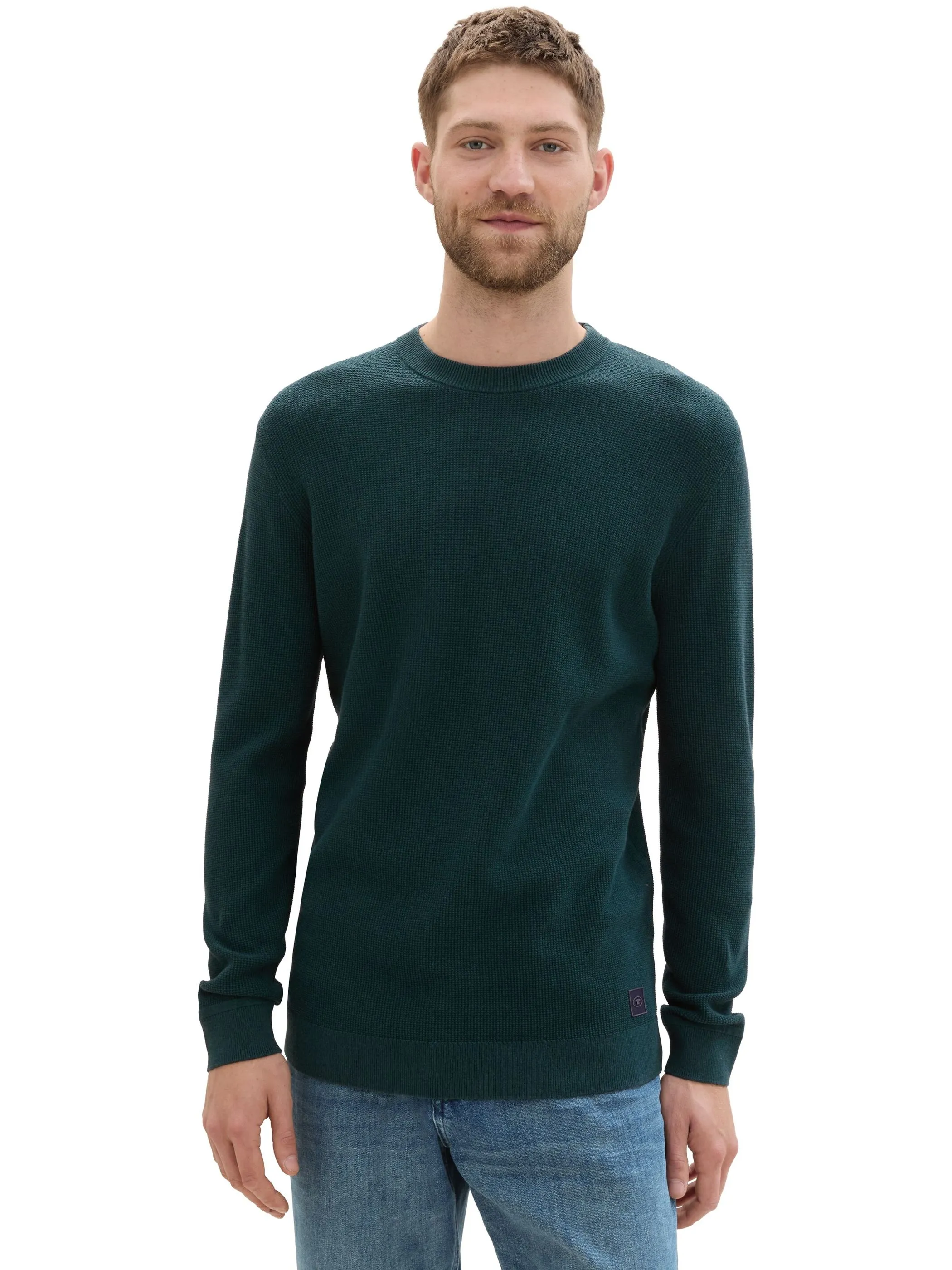 Tom Tailor 1042453 NOS structured crewneck knit Grün 898700 36296 5