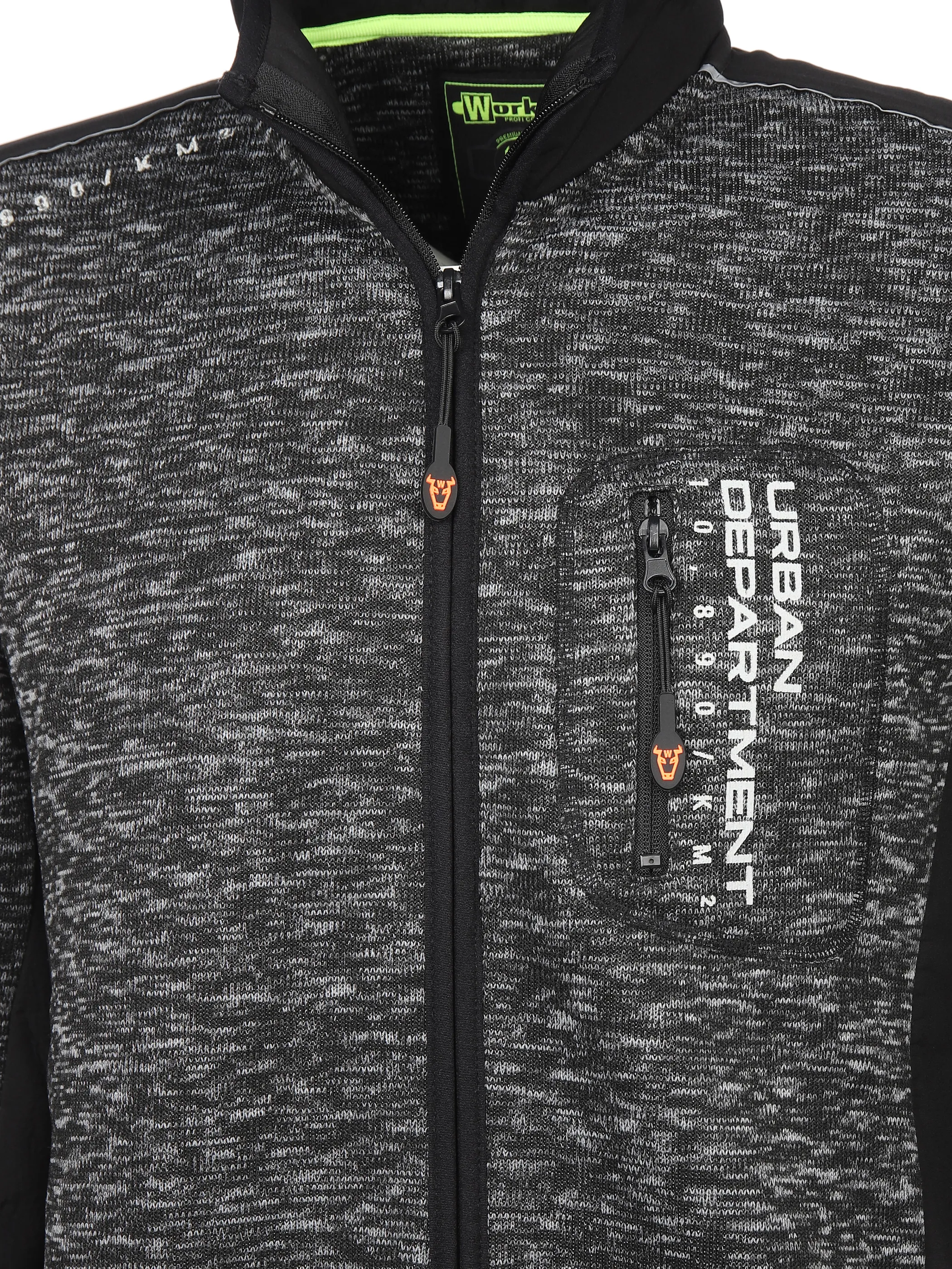 Worker He. Strickfleecejacke neon Schwarz 867036 BLACK MEL 4 Worker He. Strickfleecejacke neon Schwarz 867036 BLACK MEL 4