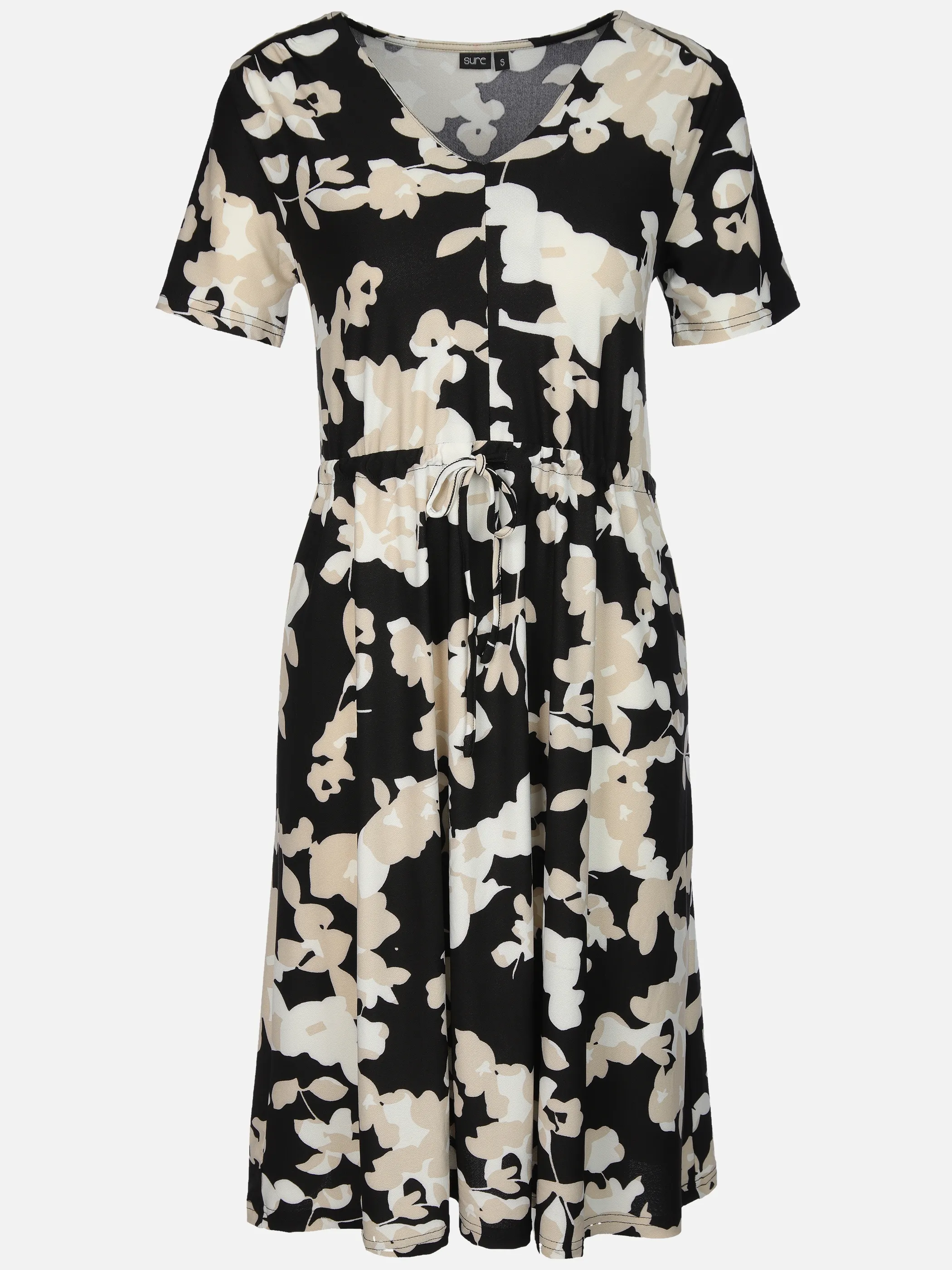 Sure Da-Jersey Kleid m. Print Schwarz 908110 SW 1