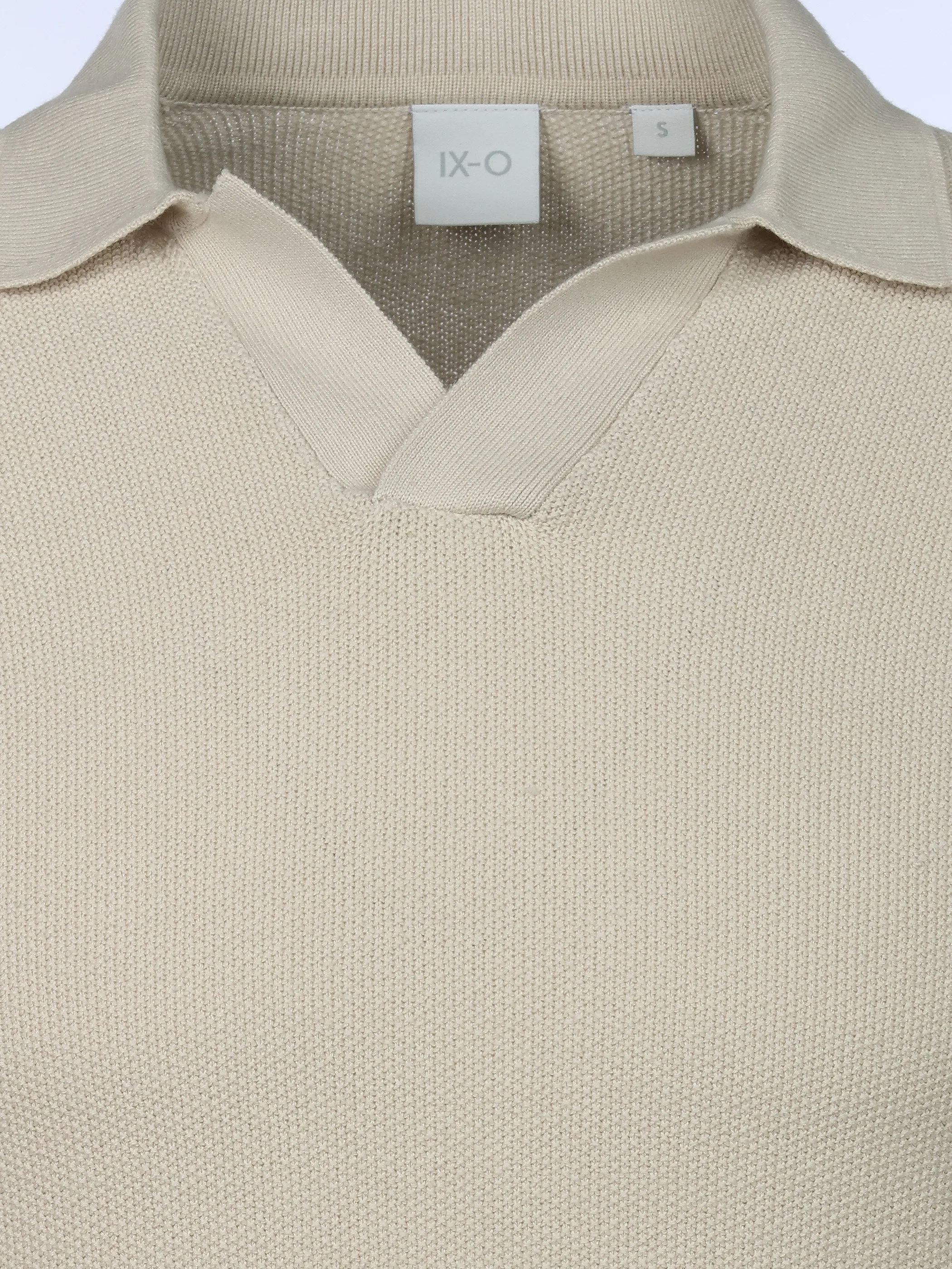 IX-O H93128M91004AAWG YF He-Strick Poloshirt Beige 925915 20200 3