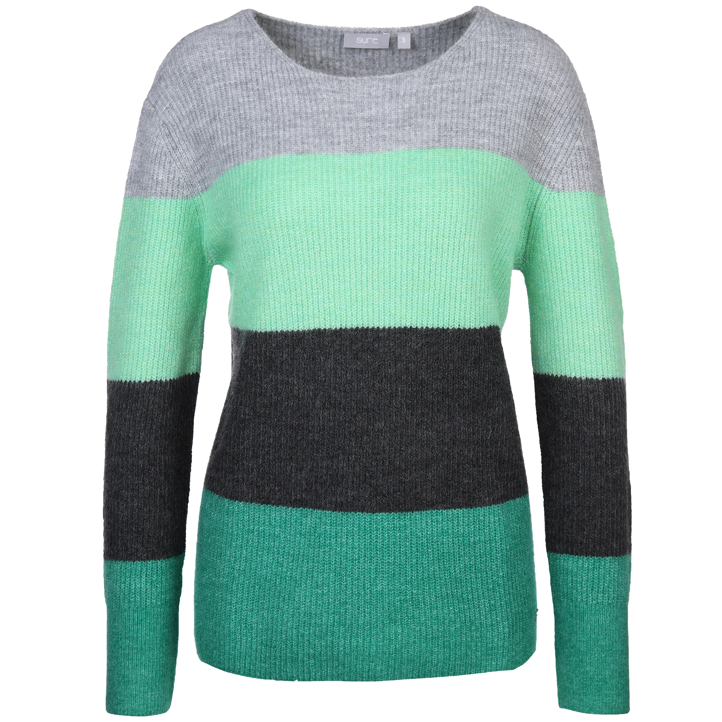 Sure Da-Pullover gestreift Grün 880926 GRÜN/GRAU 1
