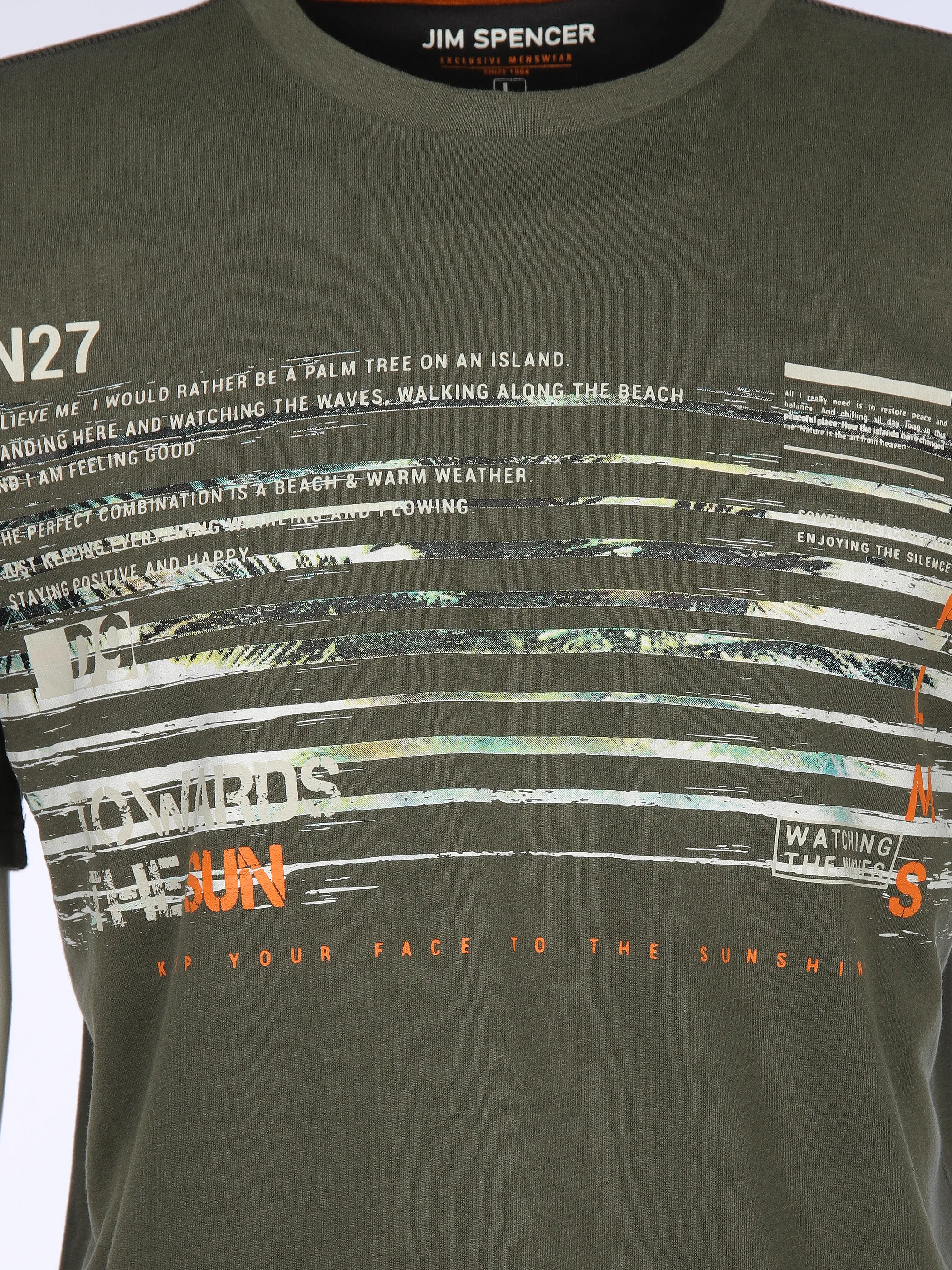Jim Spencer He. T-Shirt 1/2 Arm print Oliv 910900 OLIVE 3