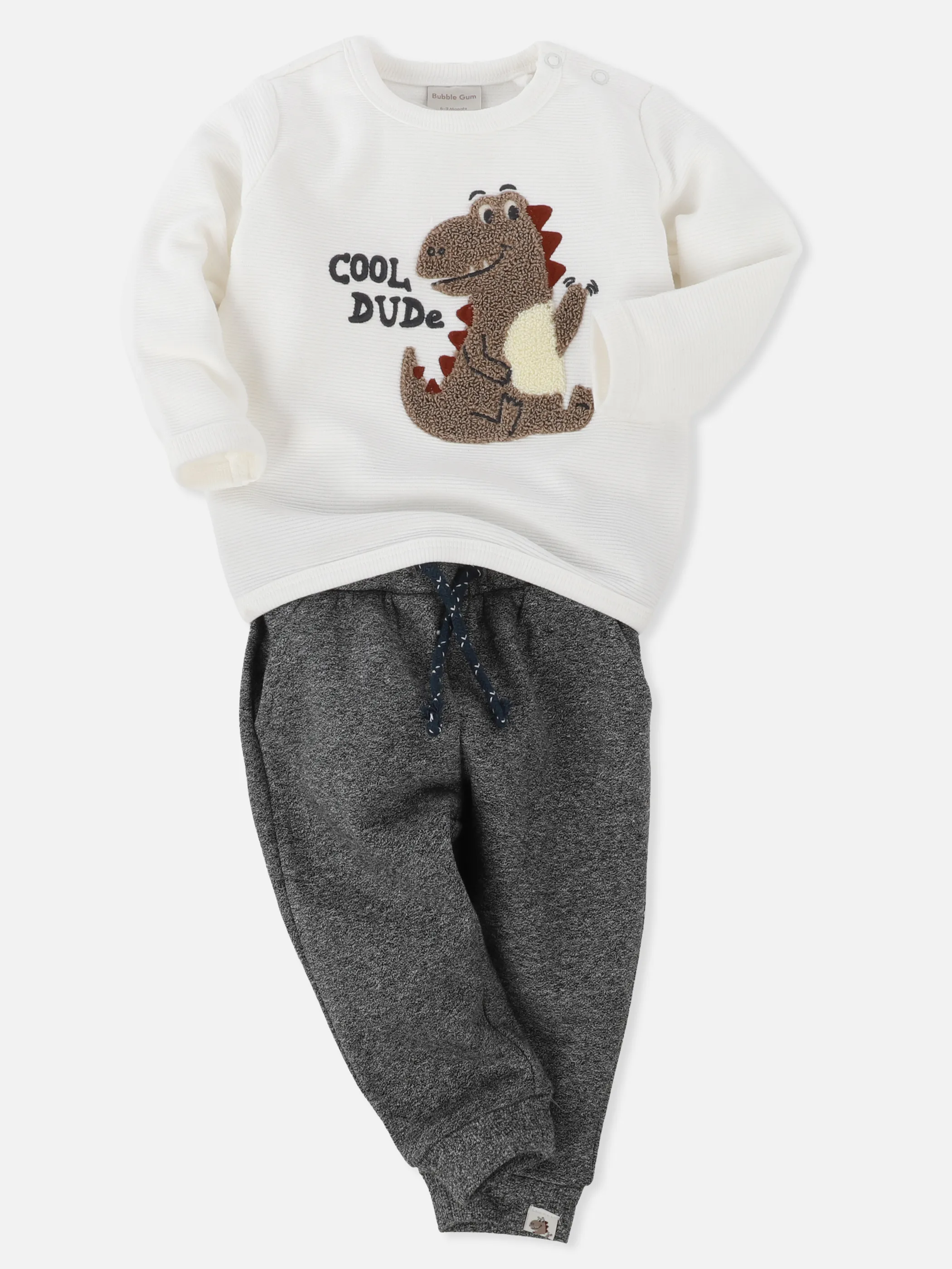 Bubble Gum BJ 2pcs Set Sweatshirt mit Dino Print und Joggpant Weiß 929707 SNOW WHITE 1