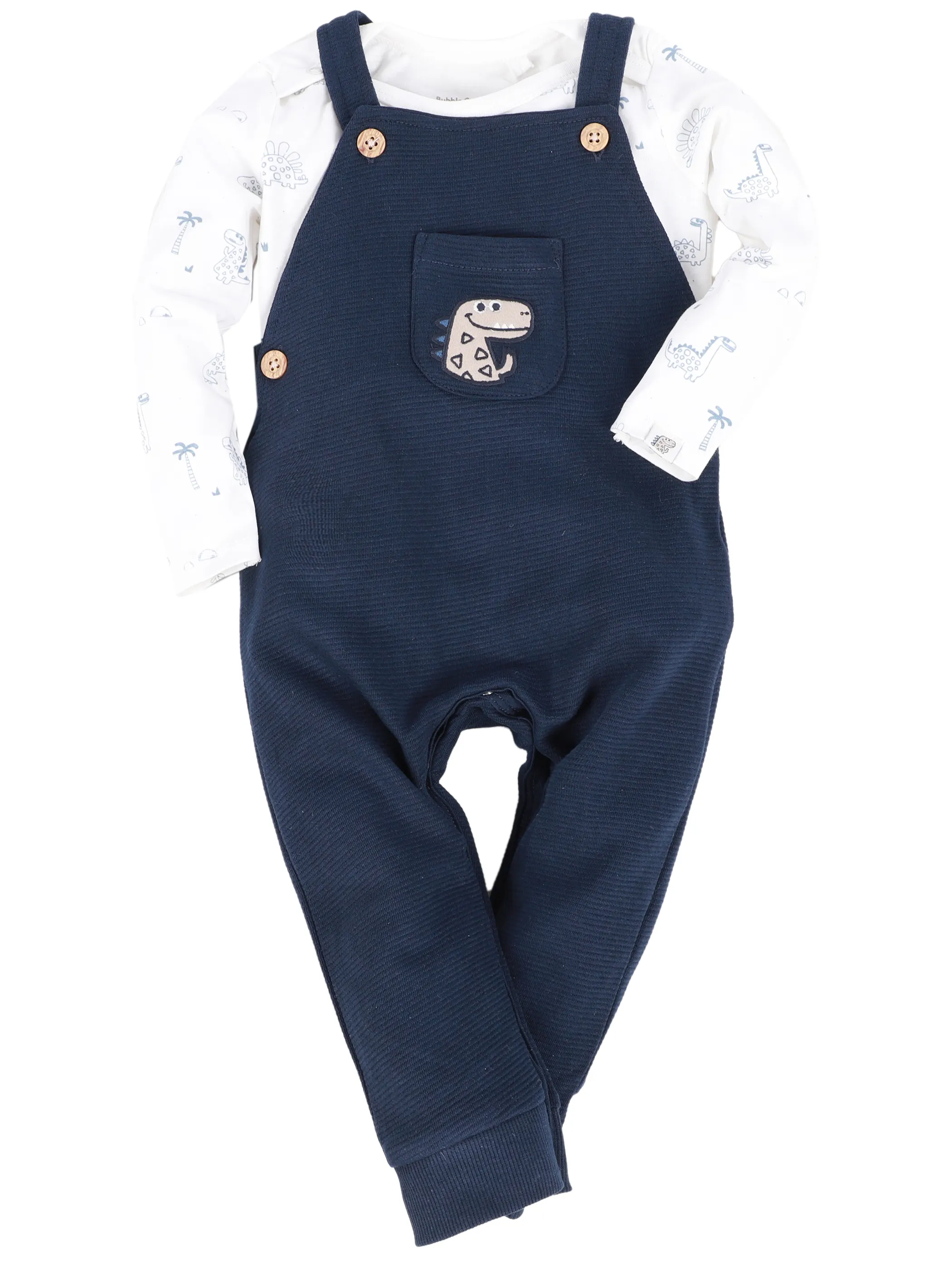 Bubble Gum BJ 2 pcs Set Strampler mit Dino Print in weis/blau Blau 913432 WEIß-BLAU 4