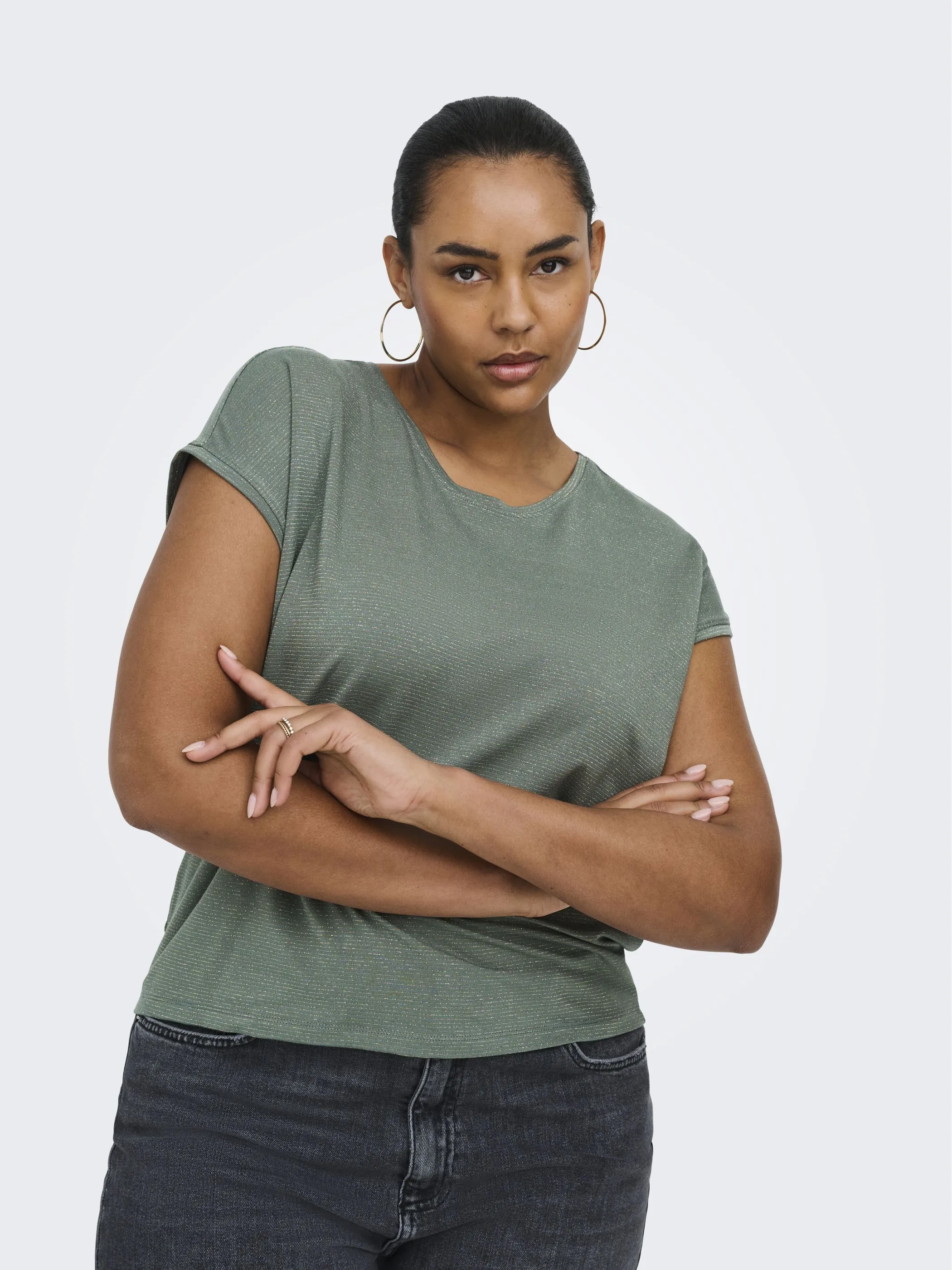 Only Carmakoma 15377879 CARCLAUDIA S/S GLITTE Grün 926826 207131001 3