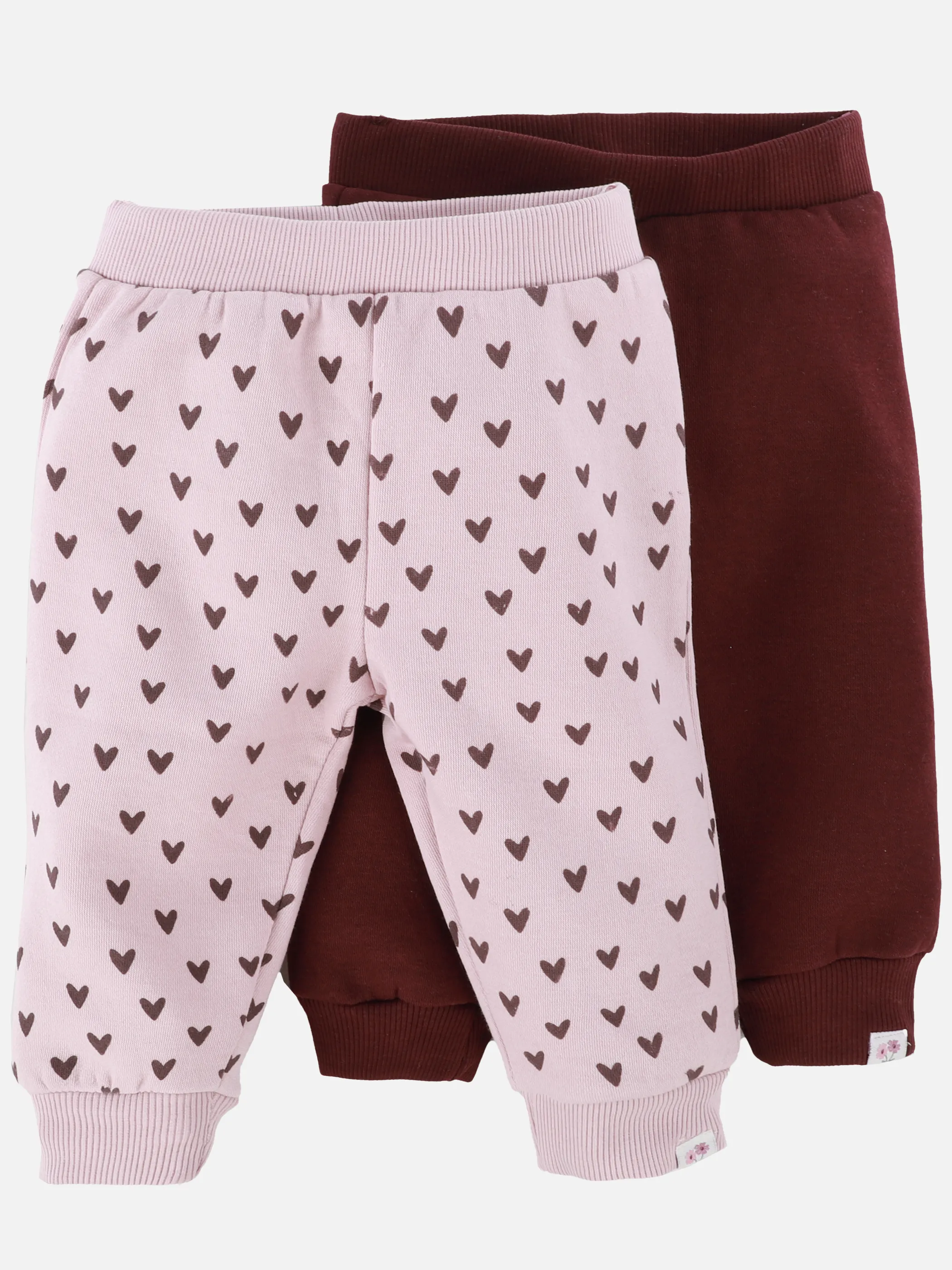 Bubble Gum BM 2er Pack Sweathose rosa Blumen AOP;Bordeaux uni Rosa 916193 ROSA/ROT 1
