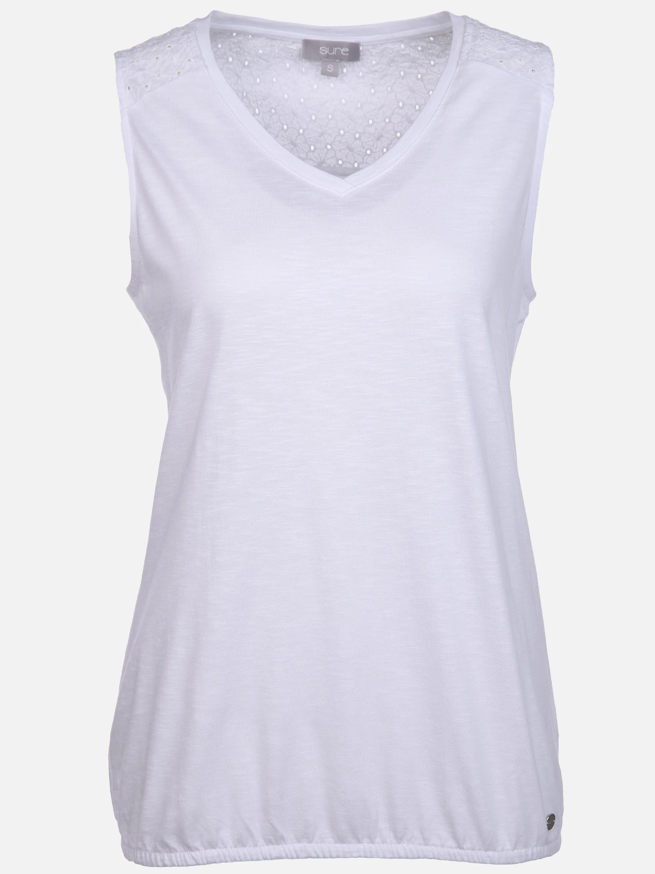 Sure Da-Jerseytop m. Spitzenpasse Weiß 894092 WEIß 1 Sure Da-Jerseytop m. Spitzenpasse Weiß 894092 WEIß 1