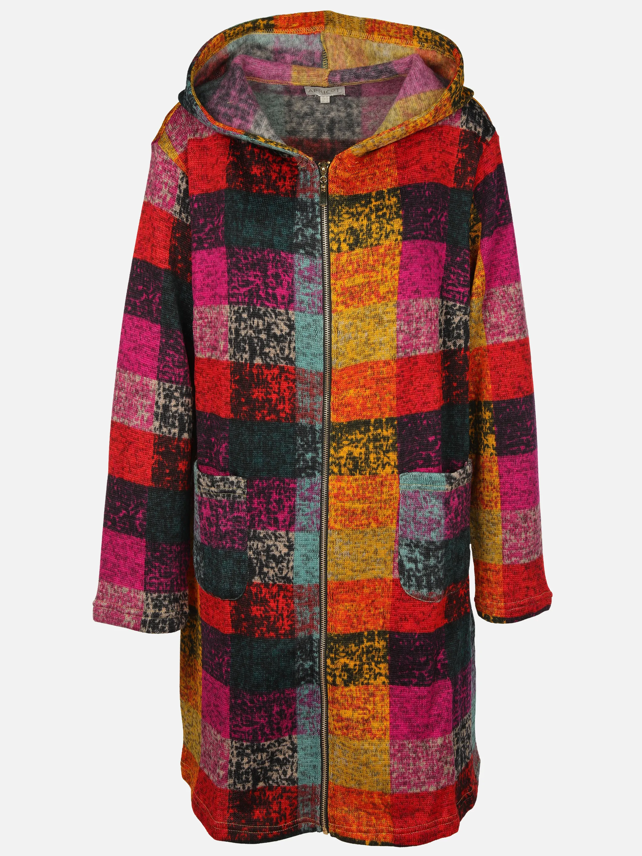 Apricot 846906 Apricot Multicol Check Fleece Hood Cardi Bunt 907522 ASS 1