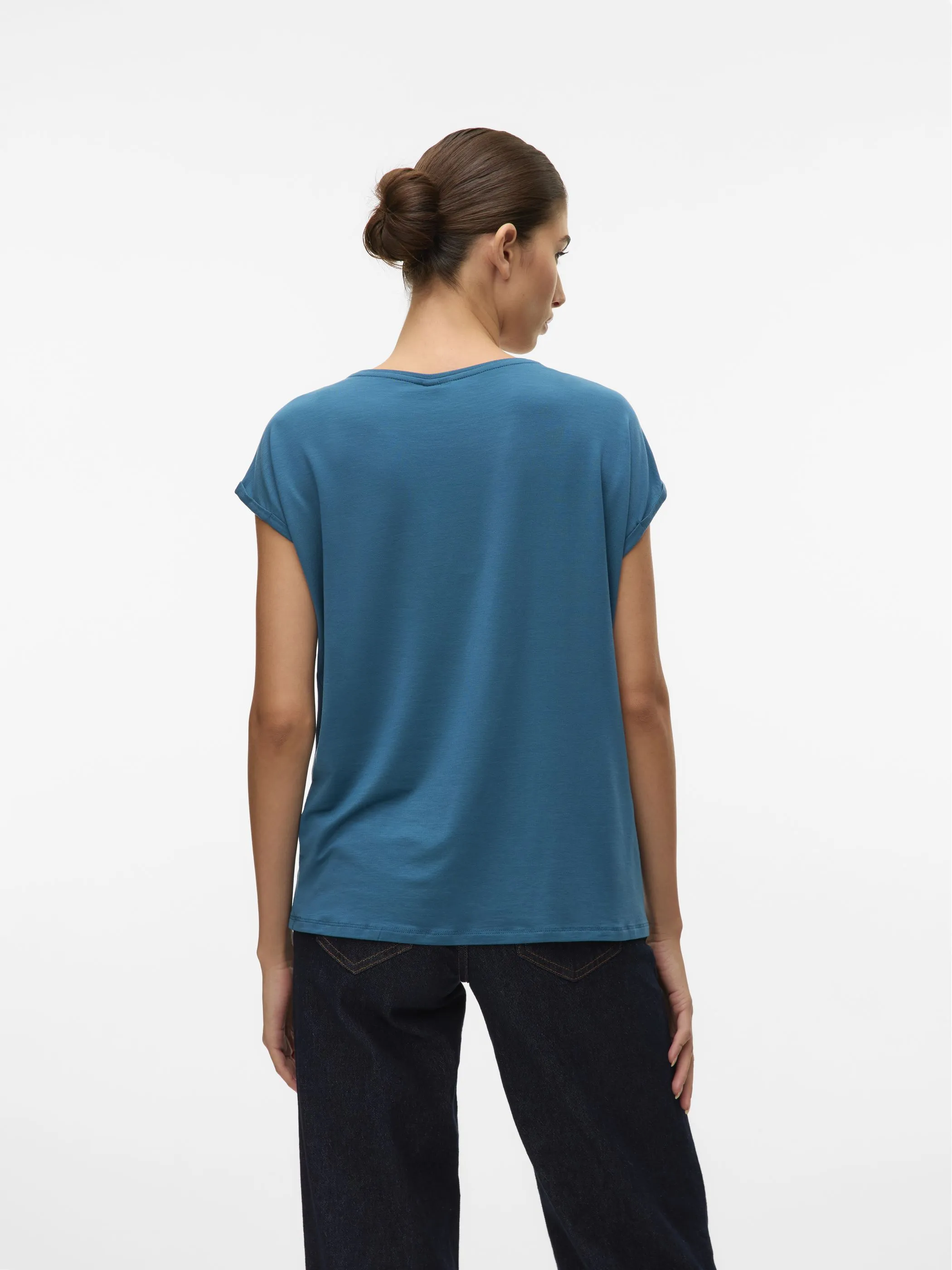 Vero Moda 10284468 VMAVA PLAIN SS TOP GA Blau 873829 261715 3