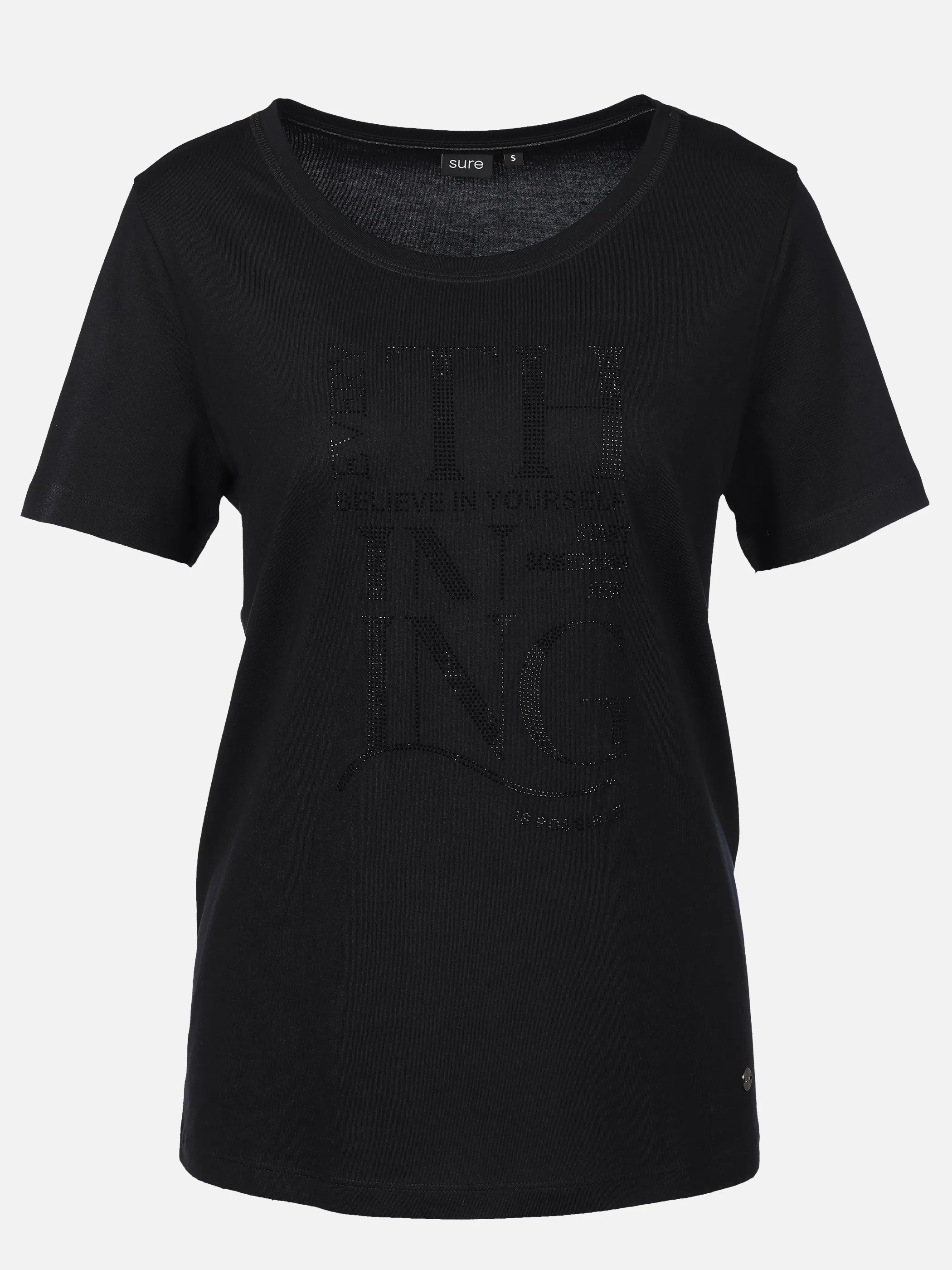 Sure Da-T-Shirt m. Strassapplikatio Schwarz 926145 BLACK 1