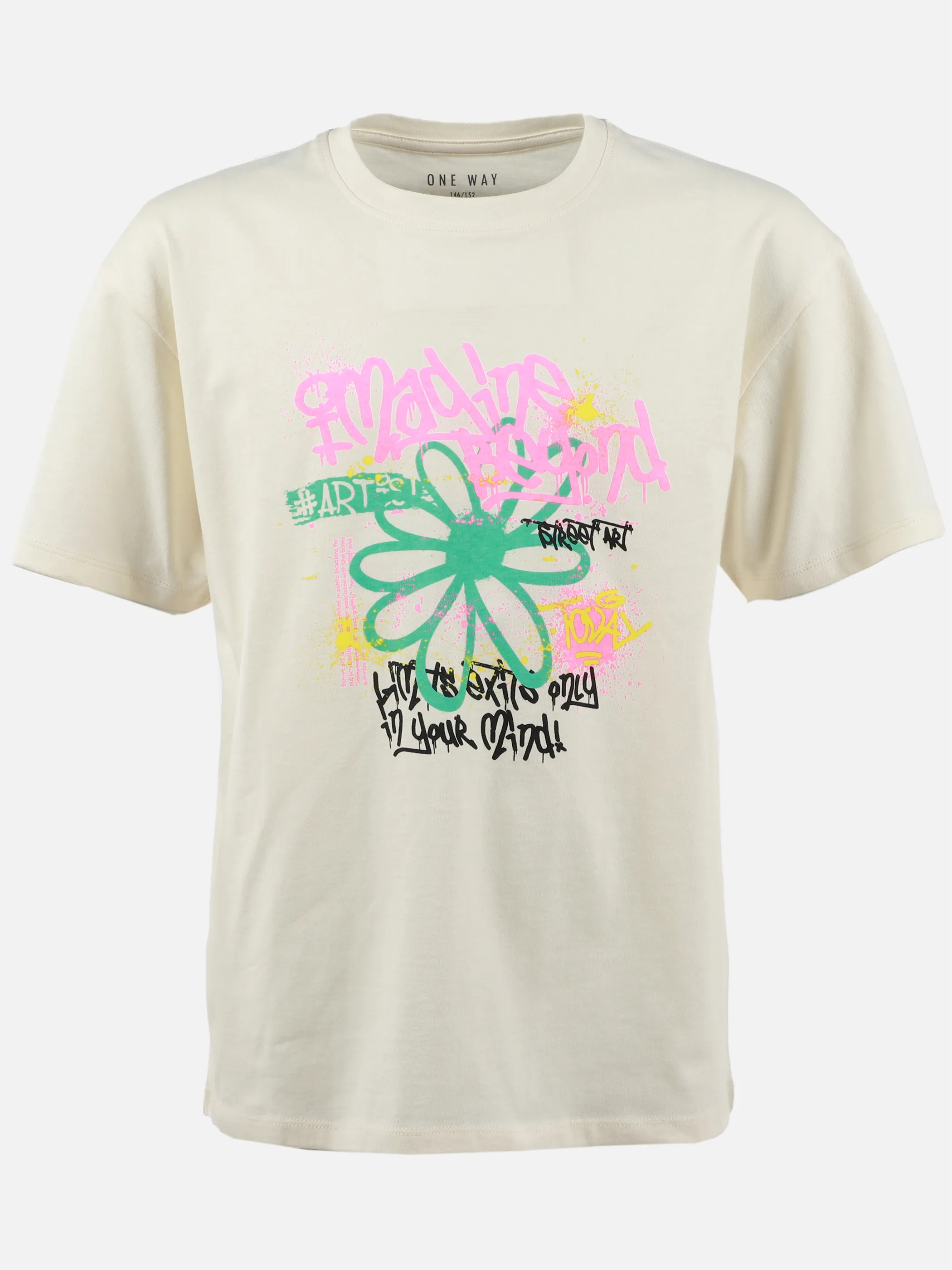 One Way JM T-Shirt mit Grafittifrontprint in Weiß Weiß 905777 WEIß 1 One Way JM T-Shirt mit Grafittifrontprint in Weiß Weiß 905777 WEIß 1