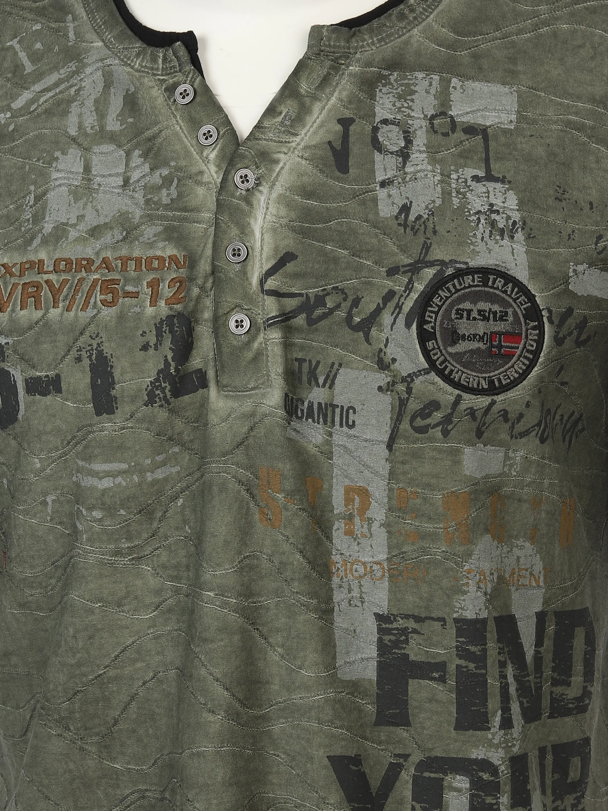 Southern Territory He. Henleyshirt 2in1 Jacq uard 1/2 Arm Oliv 894393 OLIVE 3
