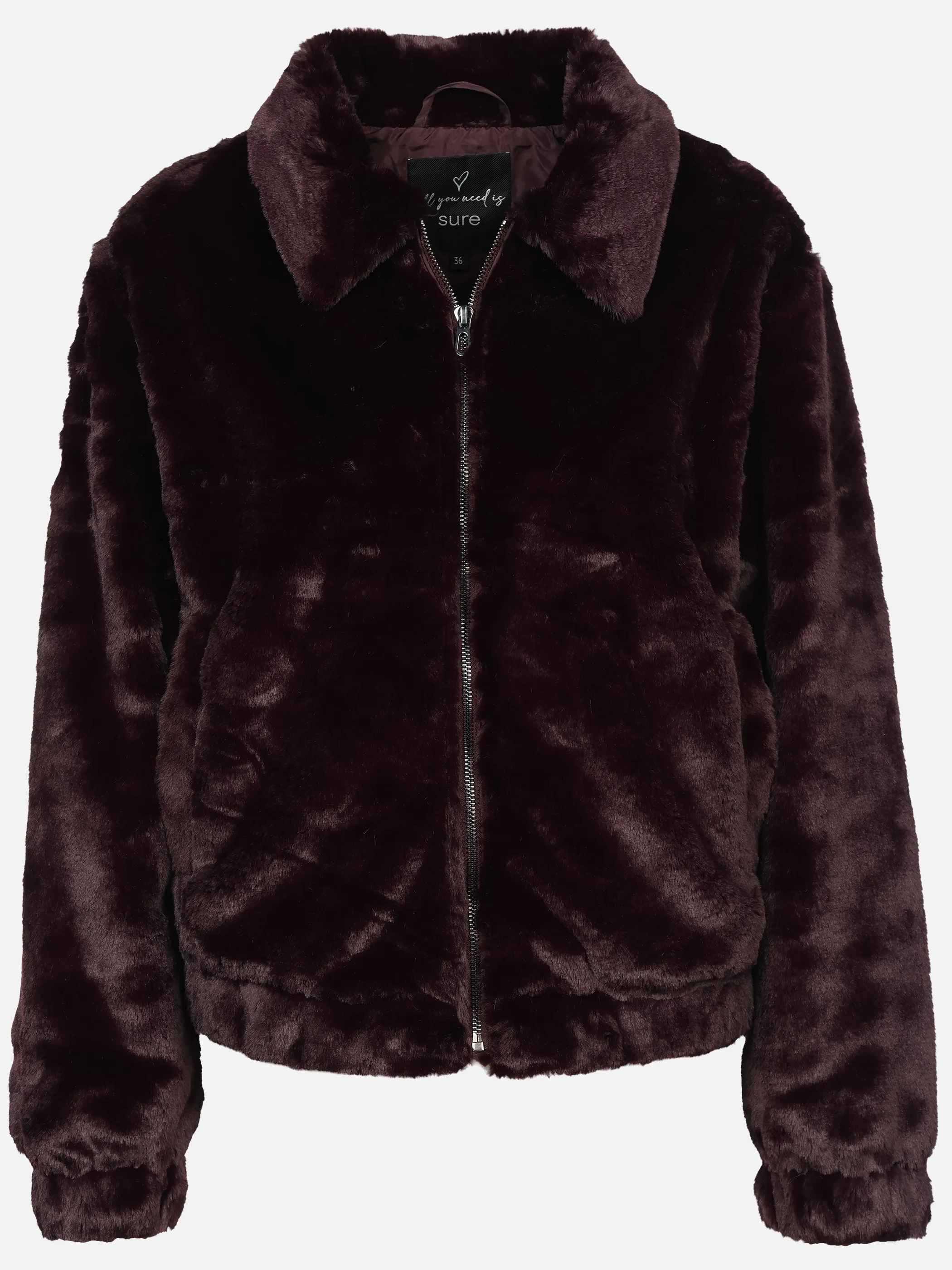 Sure Da. Kunstfelljacke m. Kragen Rot 929559 BORDEAUX 1