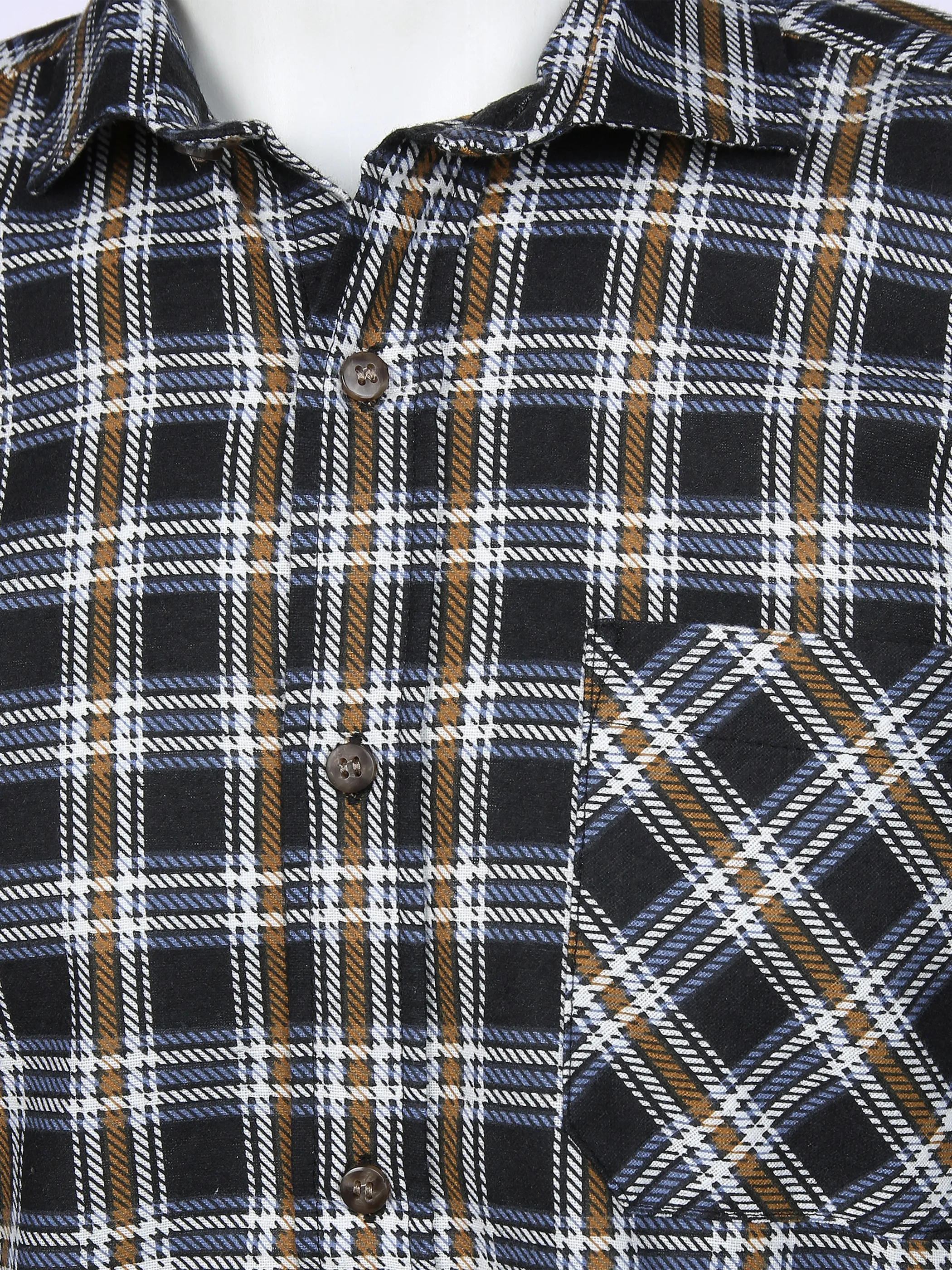 Worker He. Flanellhemd 1/1 Arm Basic Schwarz 856096 BLACK 3