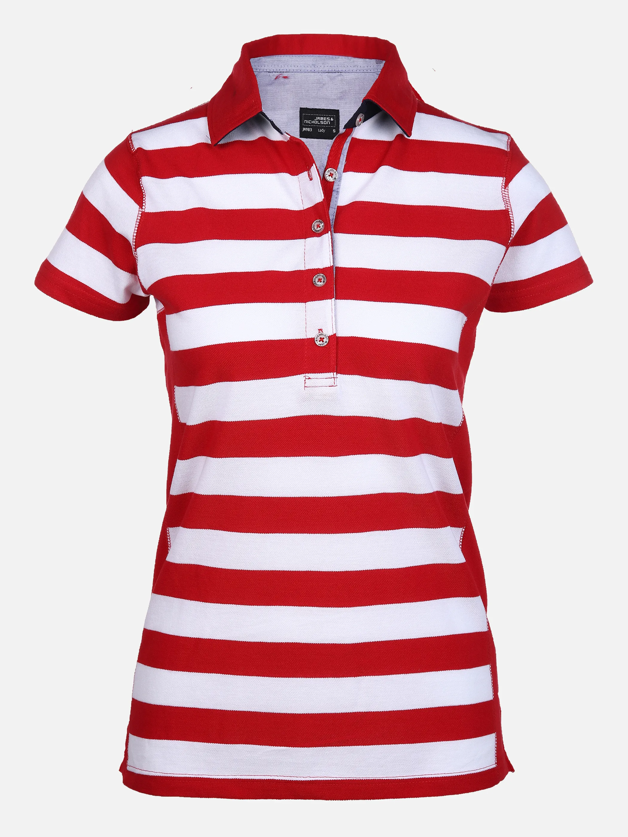 James & Nicholson Da-Halbarm-Poloshirt m. Blockr Rot 851541 RED 1