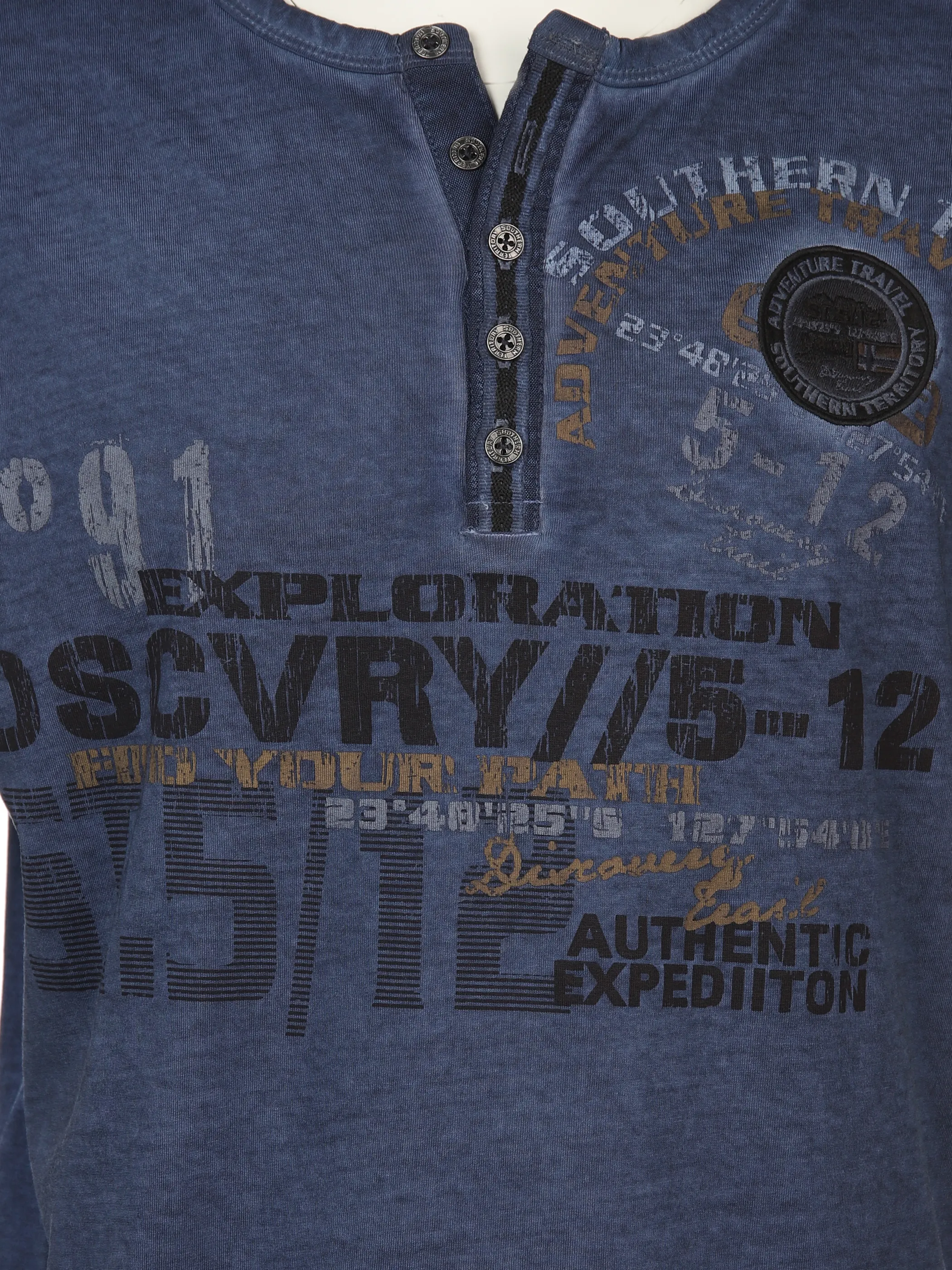 Southern Territory He. Henleyshirt 1/2 Arm print Blau 894391 NAVY 3 Southern Territory He. Henleyshirt 1/2 Arm print Blau 894391 NAVY 3