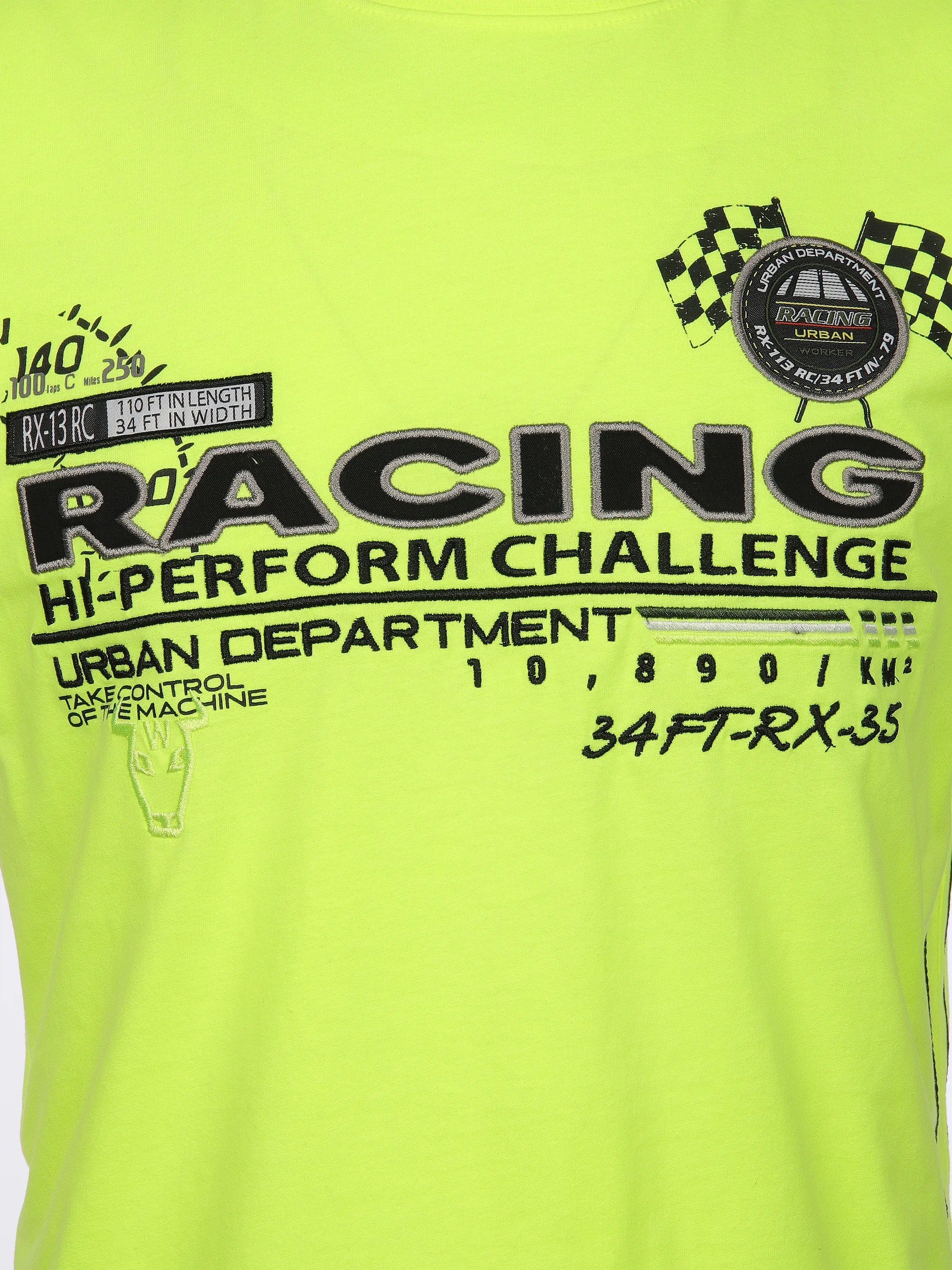 Worker He. T-Shirt 1/2 Arm Racing Print Gelb 908152 NEON YELL 3