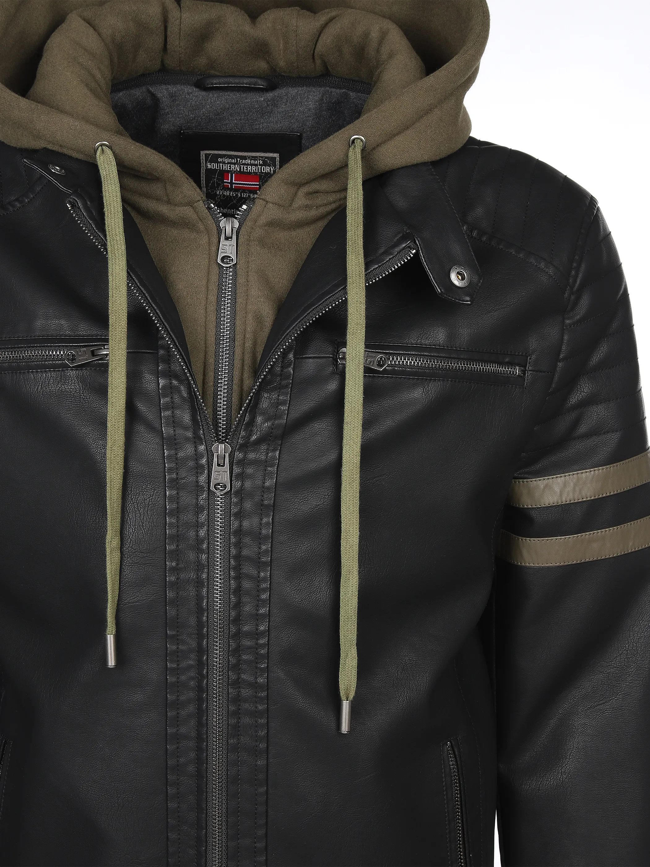 Southern Territory He. Bikerjacke 2in1 Kapuze schwarz/olive Schwarz 903555 BLACK 4 Southern Territory He. Bikerjacke 2in1 Kapuze schwarz/olive Schwarz 903555 BLACK 4
