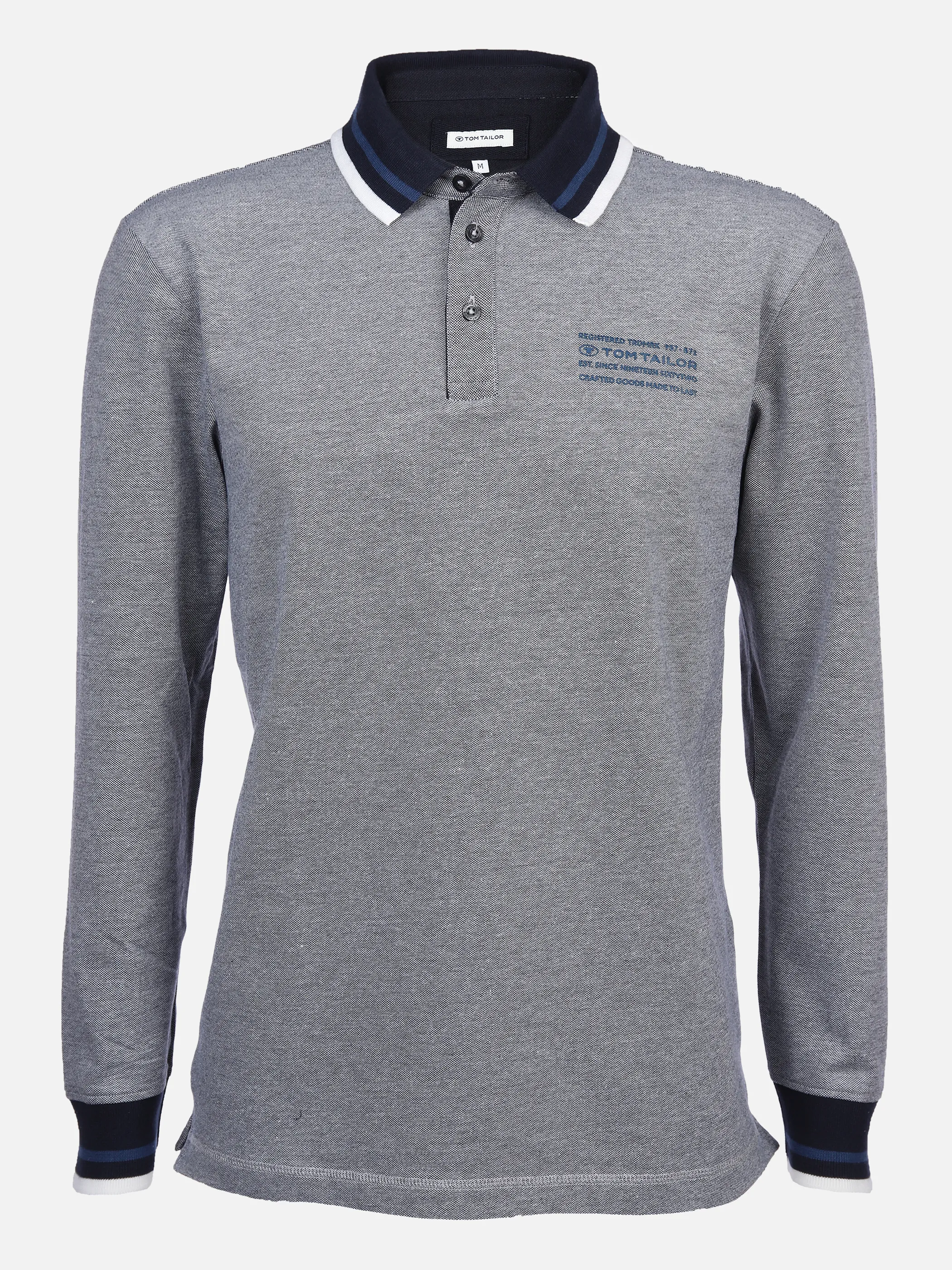 Tom Tailor 1034403 two-tone longsleeve polo Blau 872260 30895 1