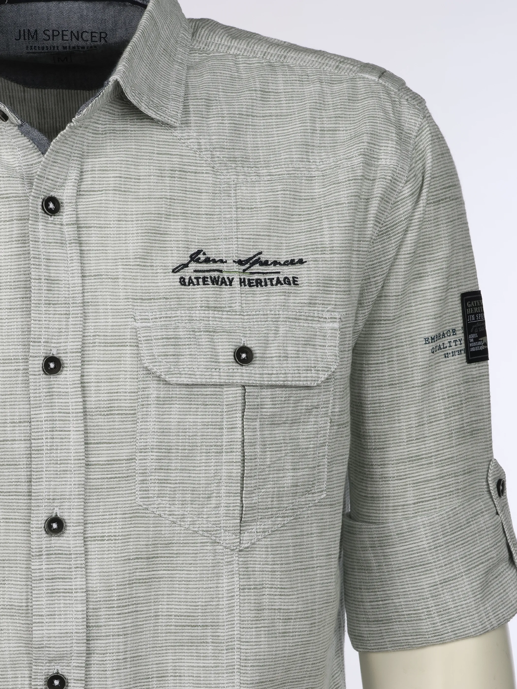 Jim Spencer He. Freizeithemd 1/1 Arm slub Krempelarm Grün 922241 LT GREEN 3