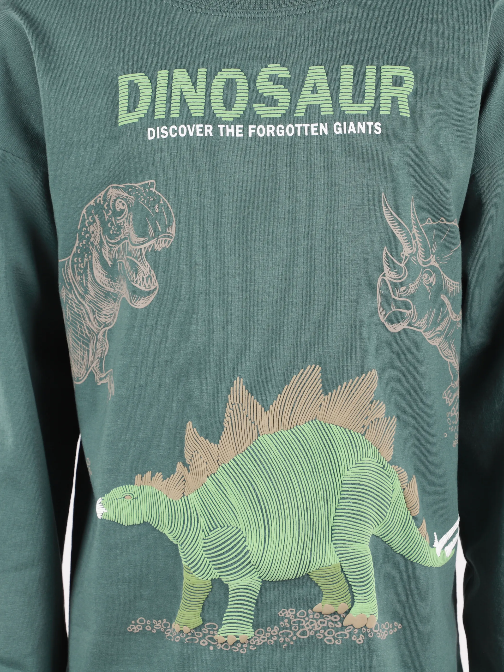One Way KJ T-Shirt grün mit Dino Front Print Grün 930055 DARKGREEN 3