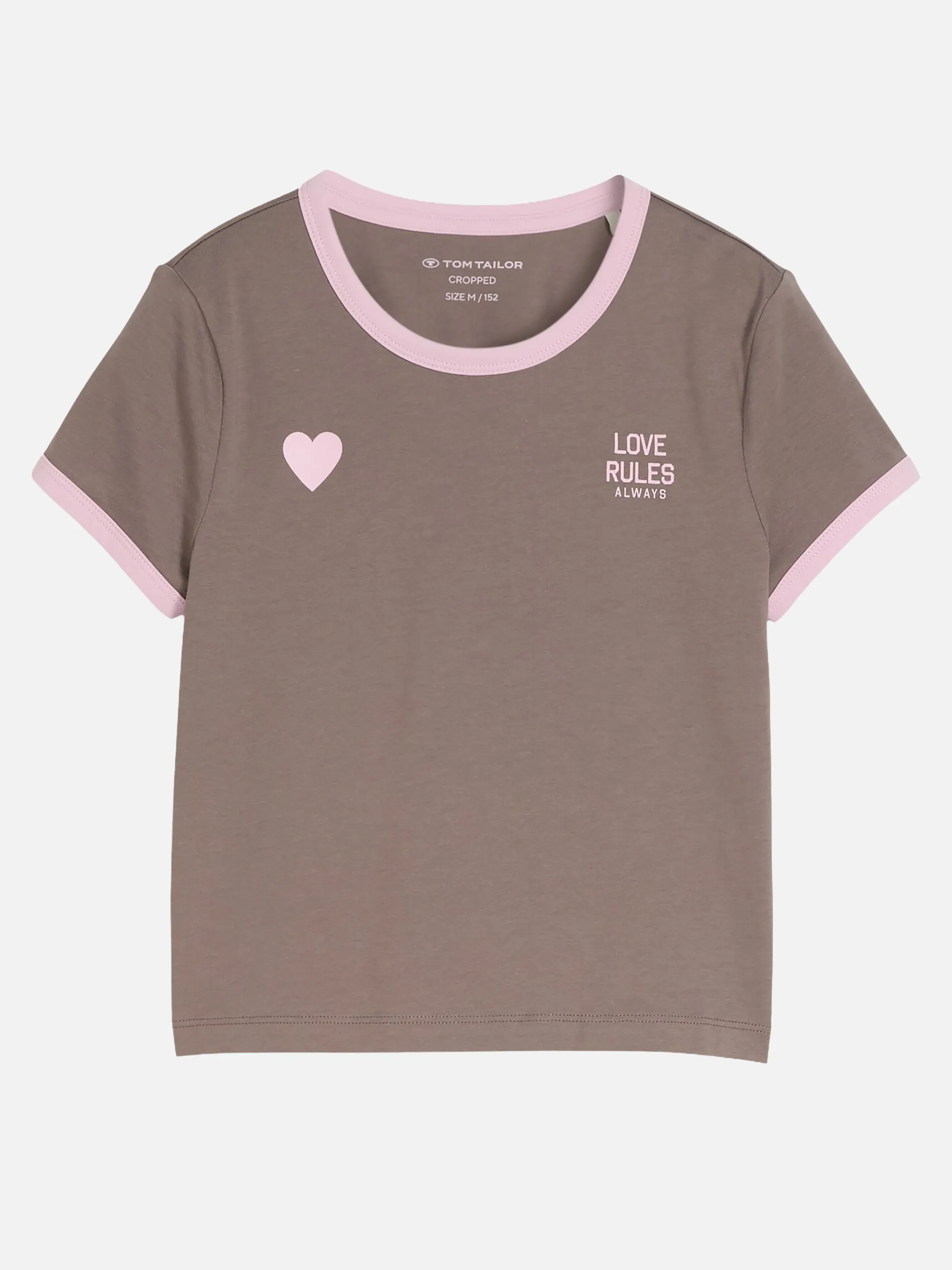 Tom Tailor 1050056 cropped printed t-shirt Braun 928005 28310 1