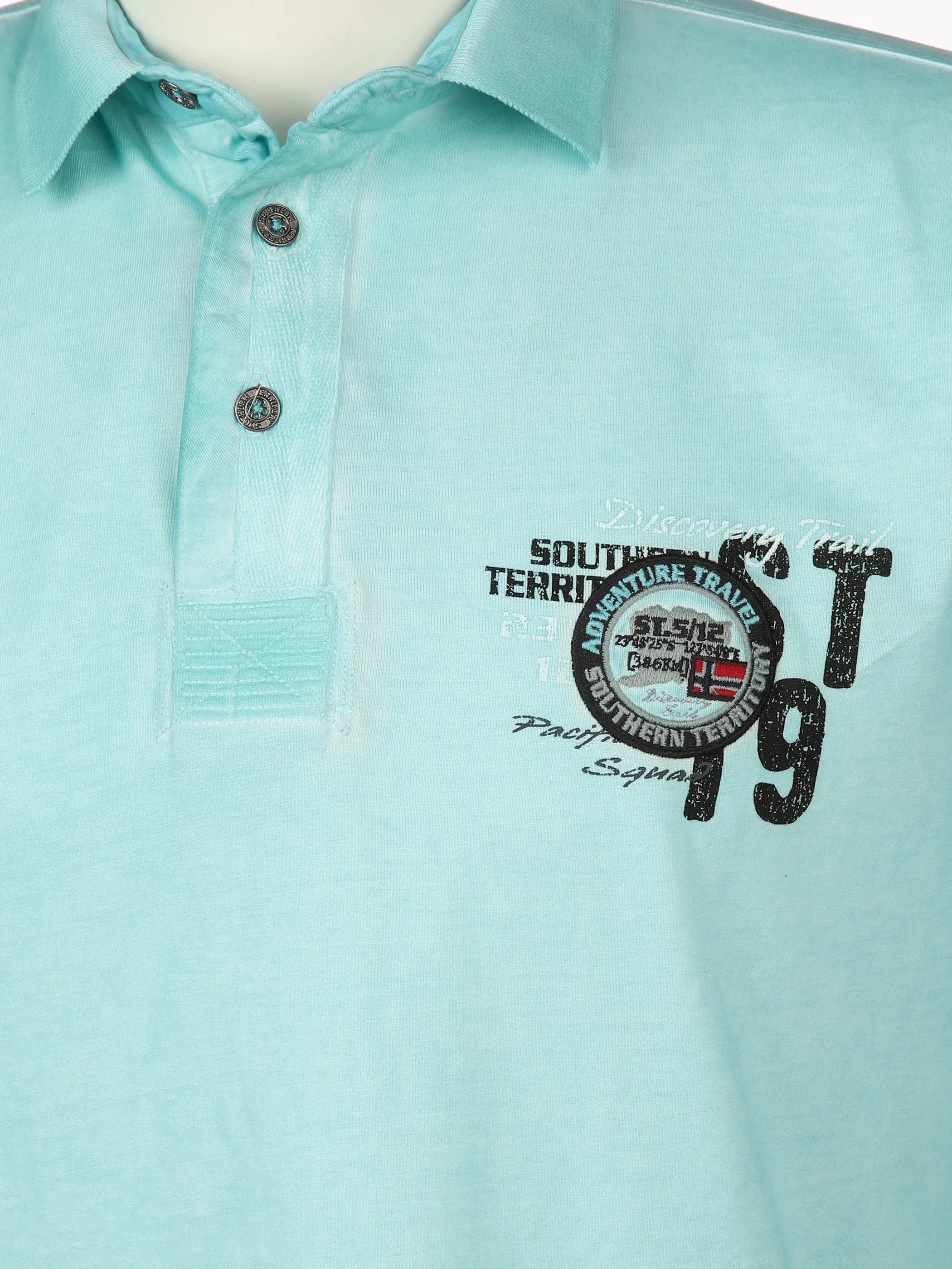 Southern Territory He. Poloshirt 1/2 Arm oilwash Blau 894392 AQUA 3 Southern Territory He. Poloshirt 1/2 Arm oilwash Blau 894392 AQUA 3