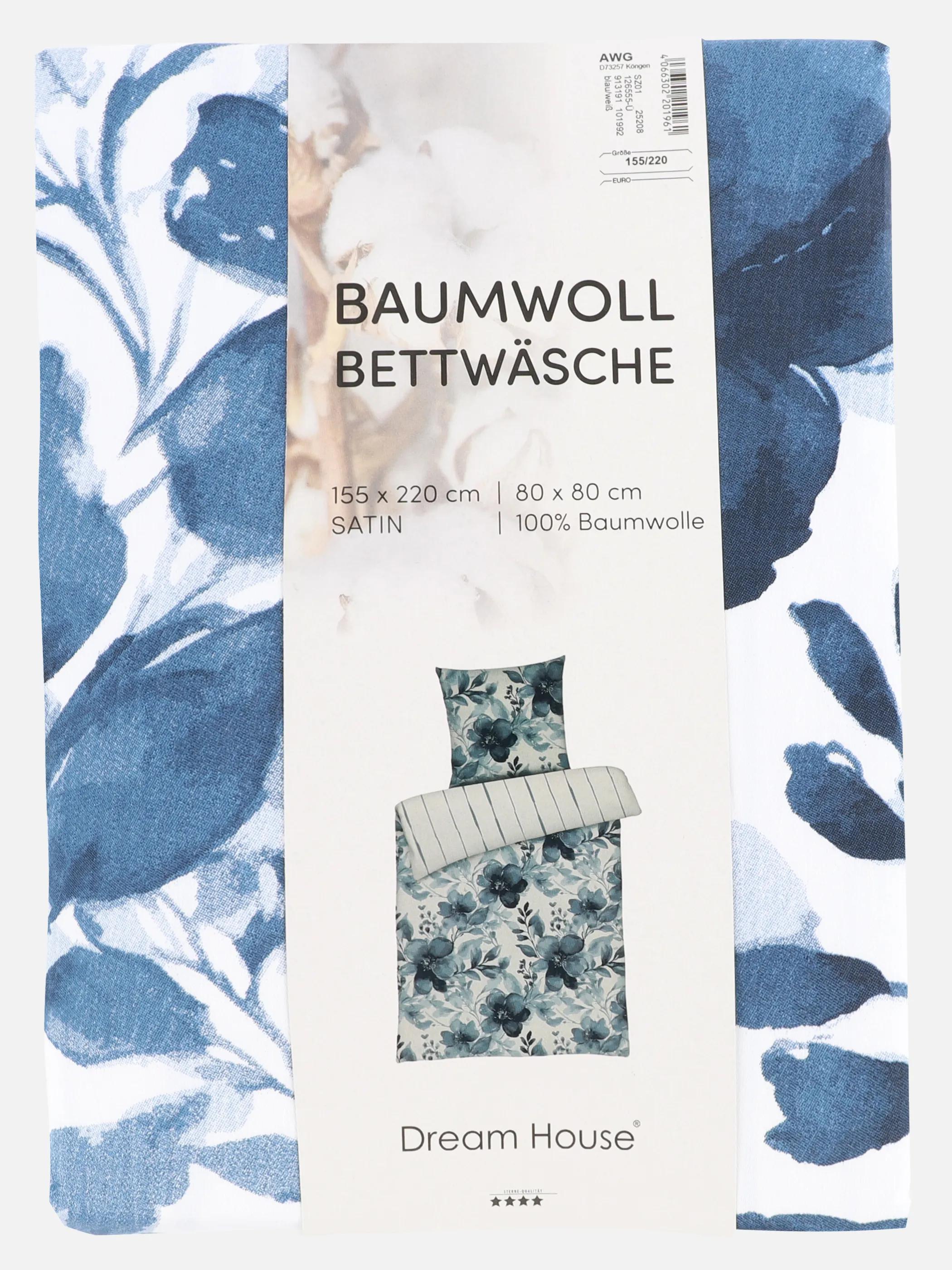 Dream House Satinbettwäsche Aqua Blue 155x Blau 913191 BLAU 2