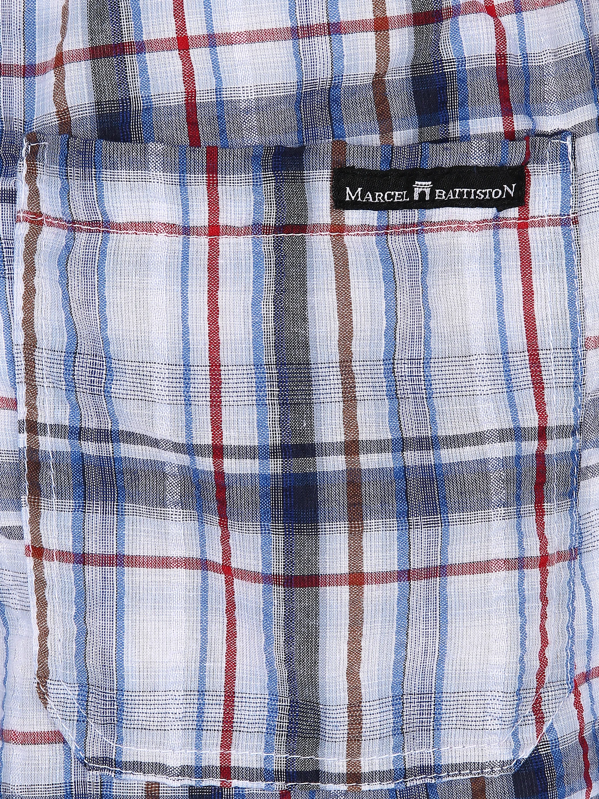 Marcel Battiston He. Seersuckershort Blau 831218 BLUE 3