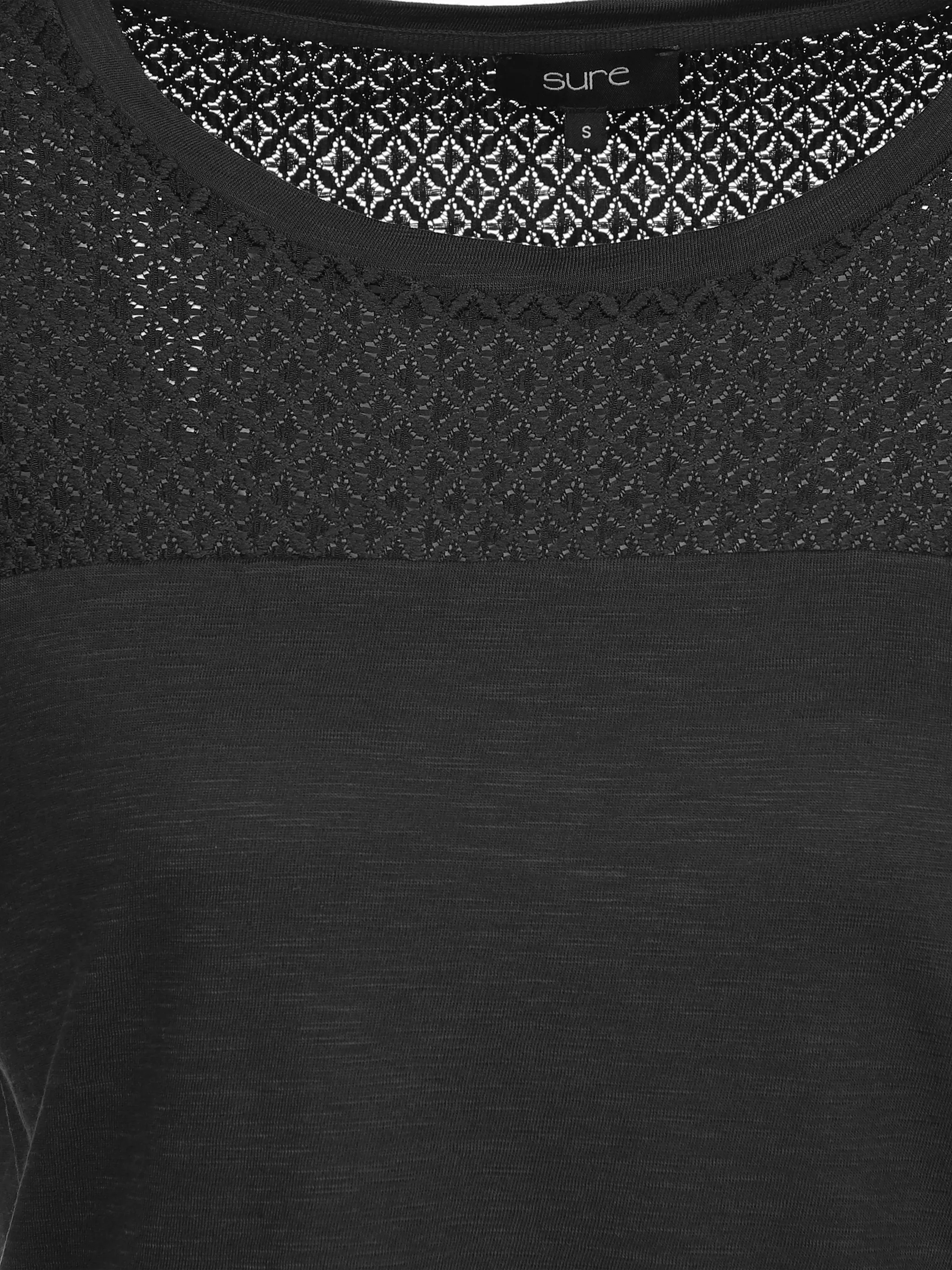 Sure Da-T-Shirt m. Materialmix Schwarz 889907 SCHWARZ 3