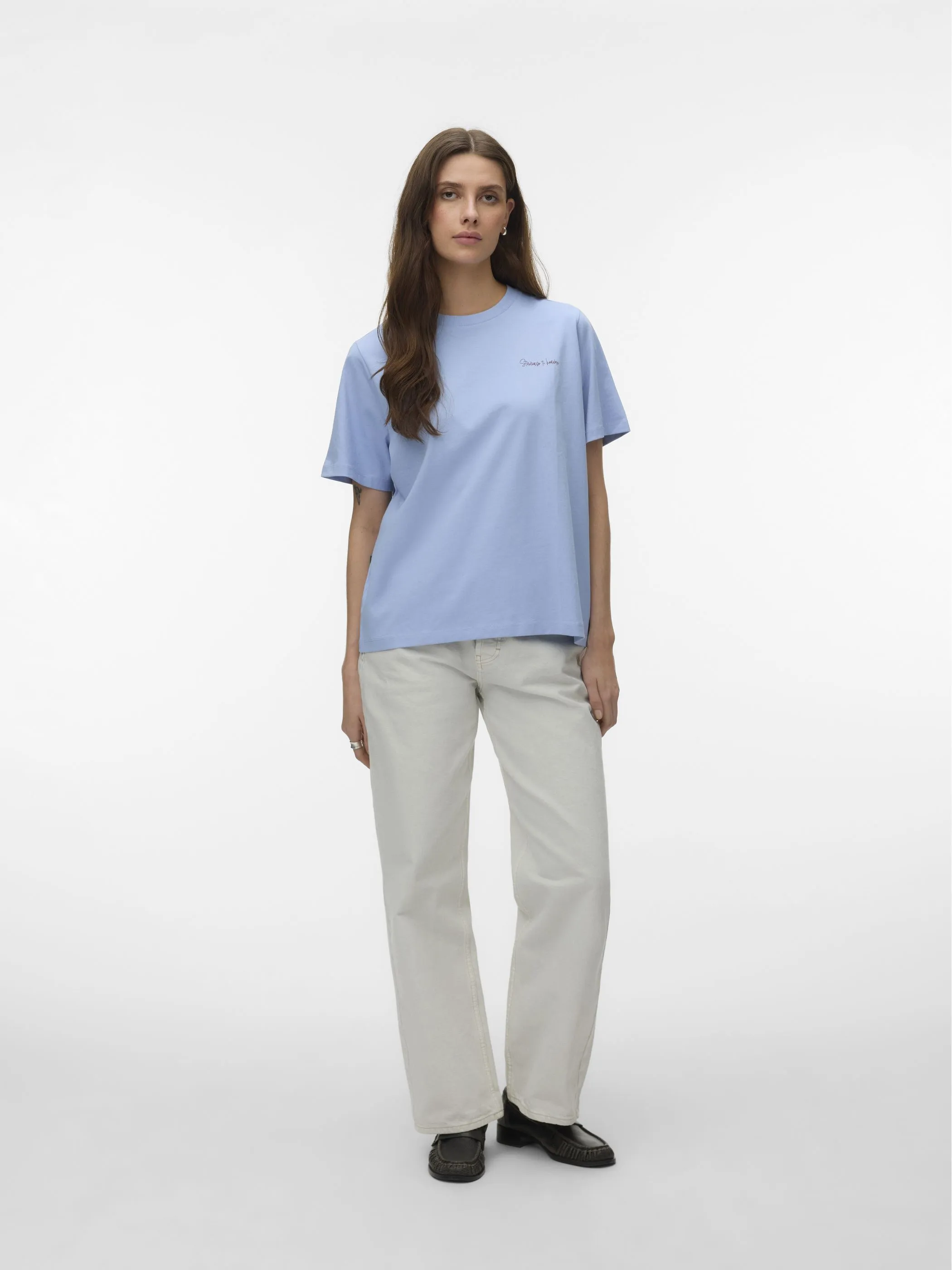 Vero Moda 10338502 VMYVONNE CATY SS TOP Blau 922152 249737001 4