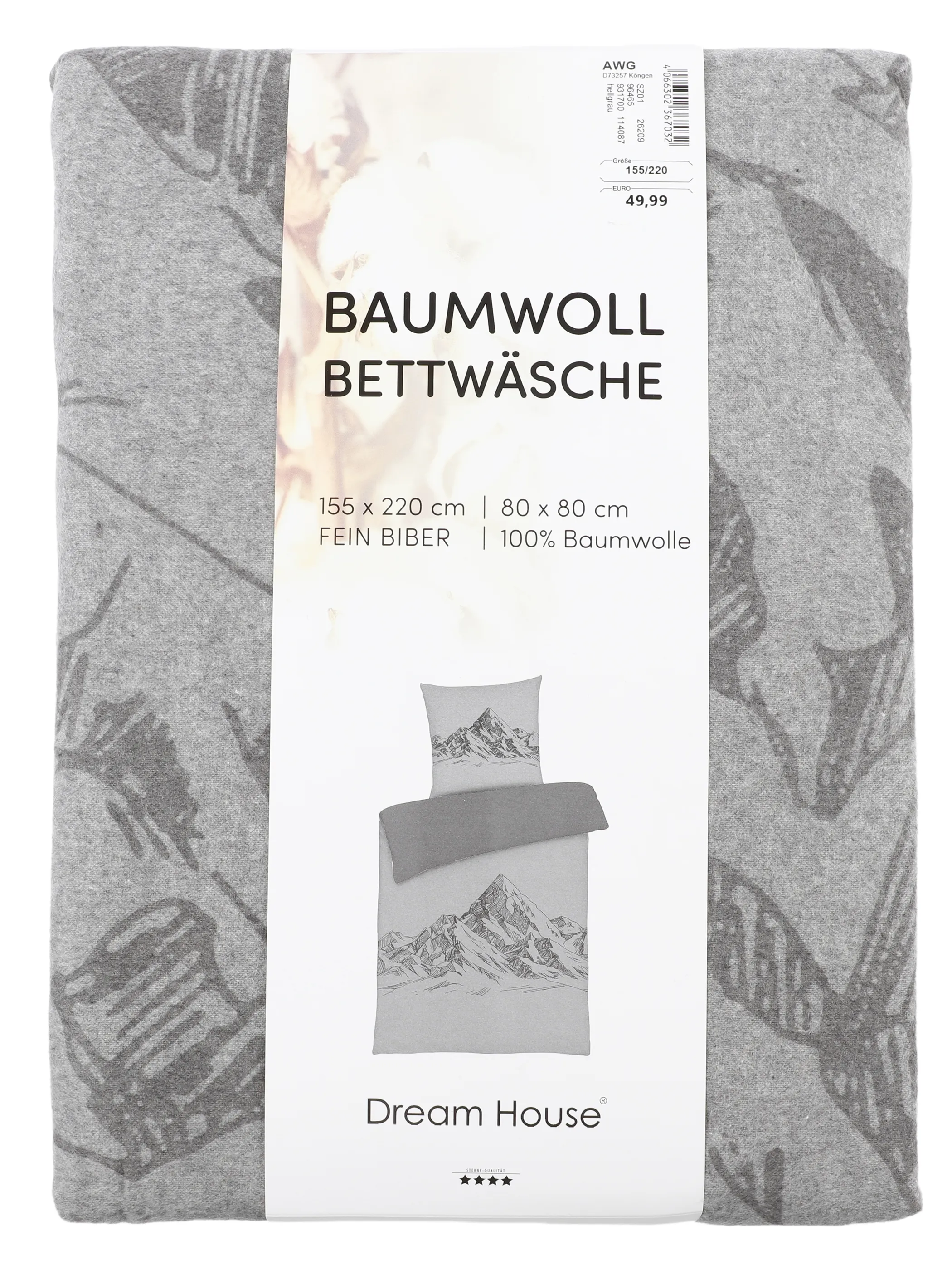 Dream House Wendebettwäsche Berge 155x220 Grau 931700 GRAU 2