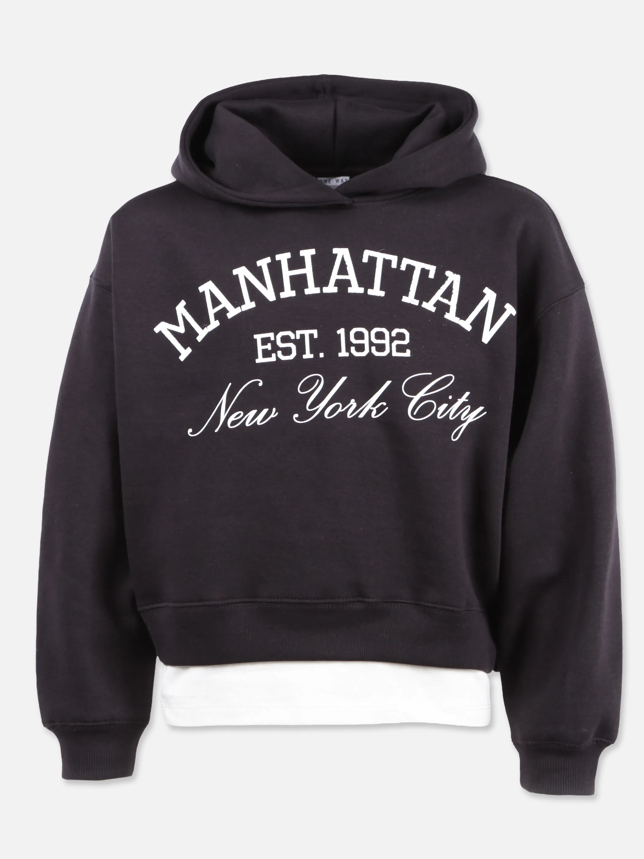 One Way JM Sweatshirt schwarz mit weißem Schriftzug Schwarz 930124 PHANTOM 1