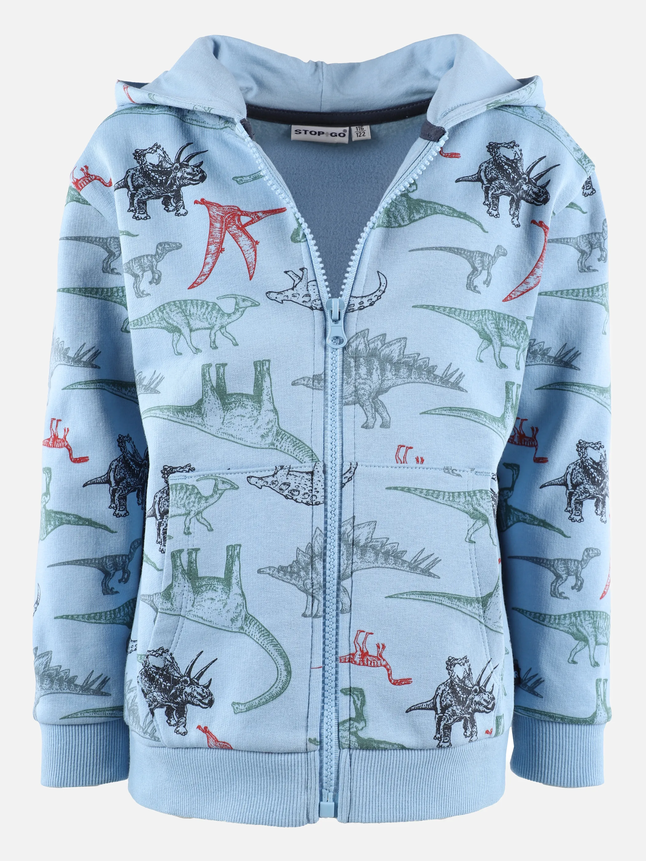 Stop + Go KJ Zip-Hoodie in blau mit AOP Dino Blau 881556 BLAU 1 Stop + Go KJ Zip-Hoodie in blau mit AOP Dino Blau 881556 BLAU 1