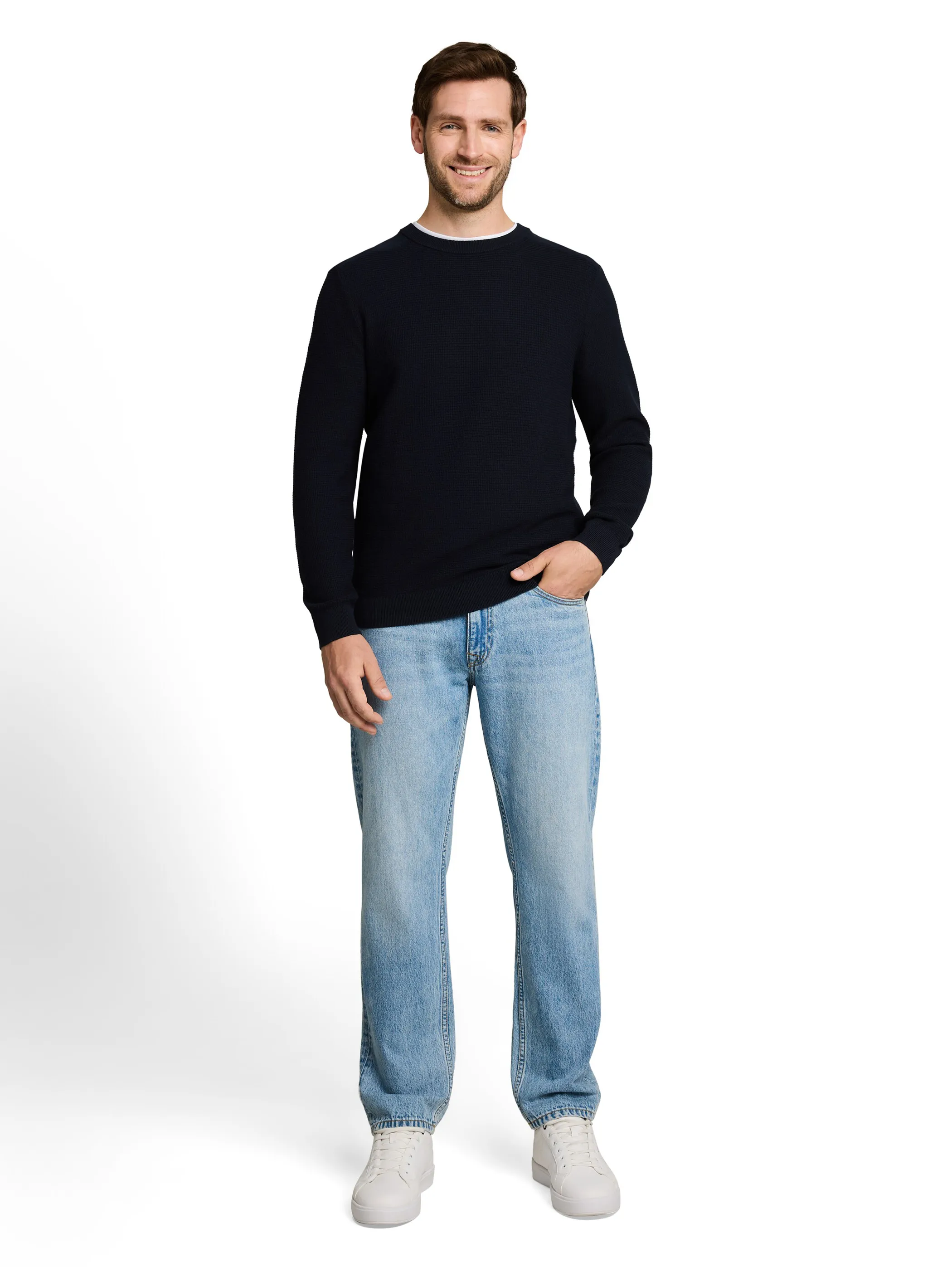 Tom Tailor 1052206 NOS structured crew neck knit Blau 934243 10668 1