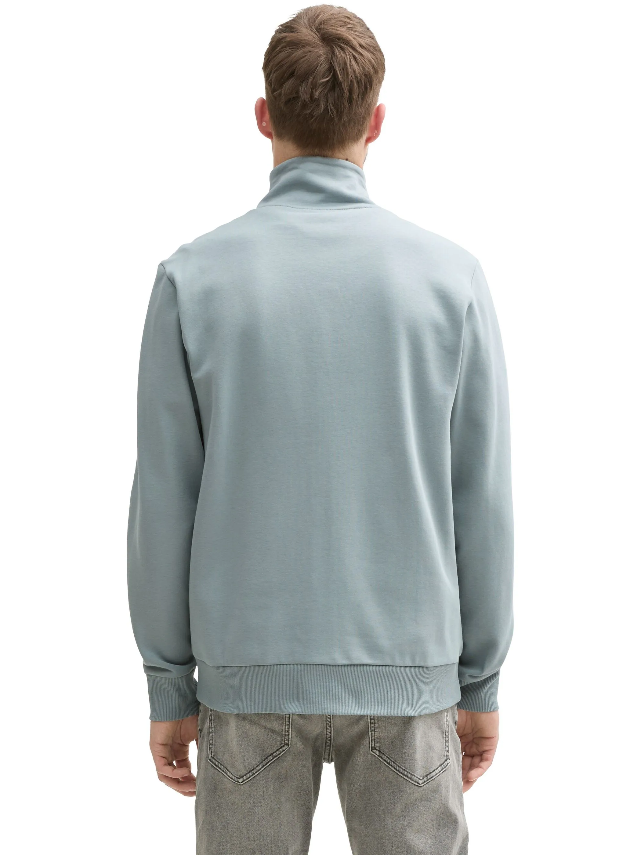 Tom Tailor 1045645 printed stand-up sweat jacket Grau 905882 27475 2
