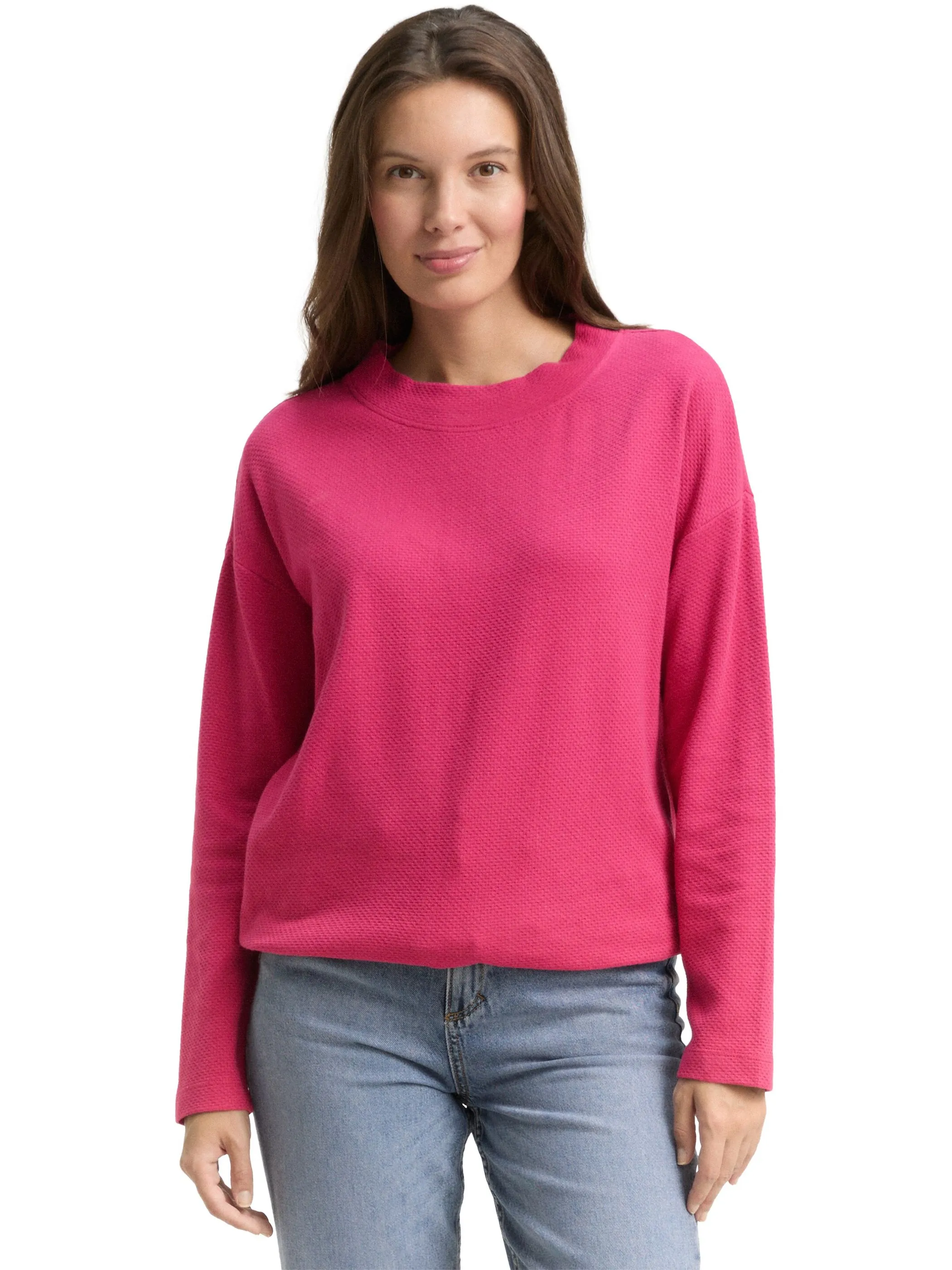 Tom Tailor 1049036 Sweatshirt basket rib Pink 918874 15234 5