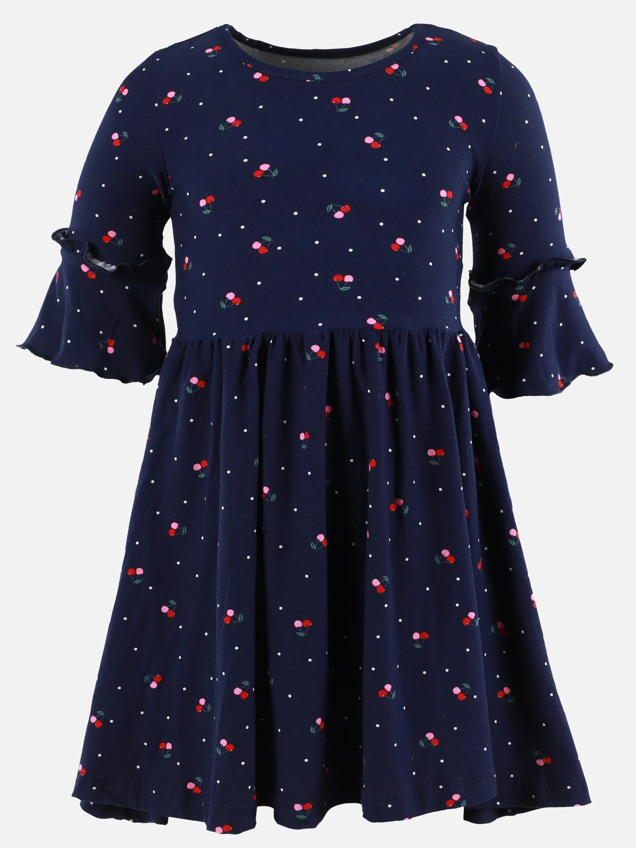 Bubble Gum KM Kleid mit 3/4 Arm in dunkelblau mit Kirsch AOP Marine 906646 NAVY 1